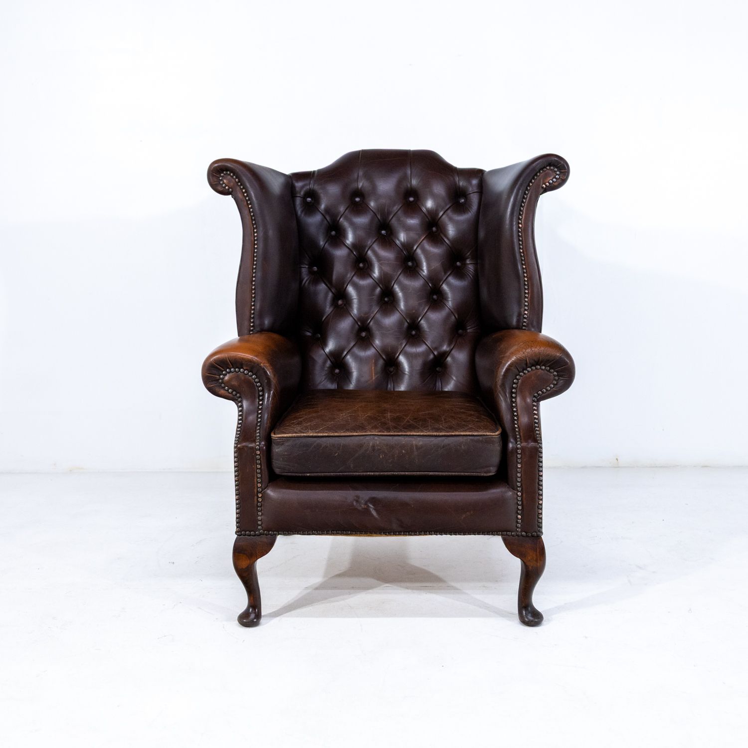 Brown Leather Queen Anne Chair Rwi 9957