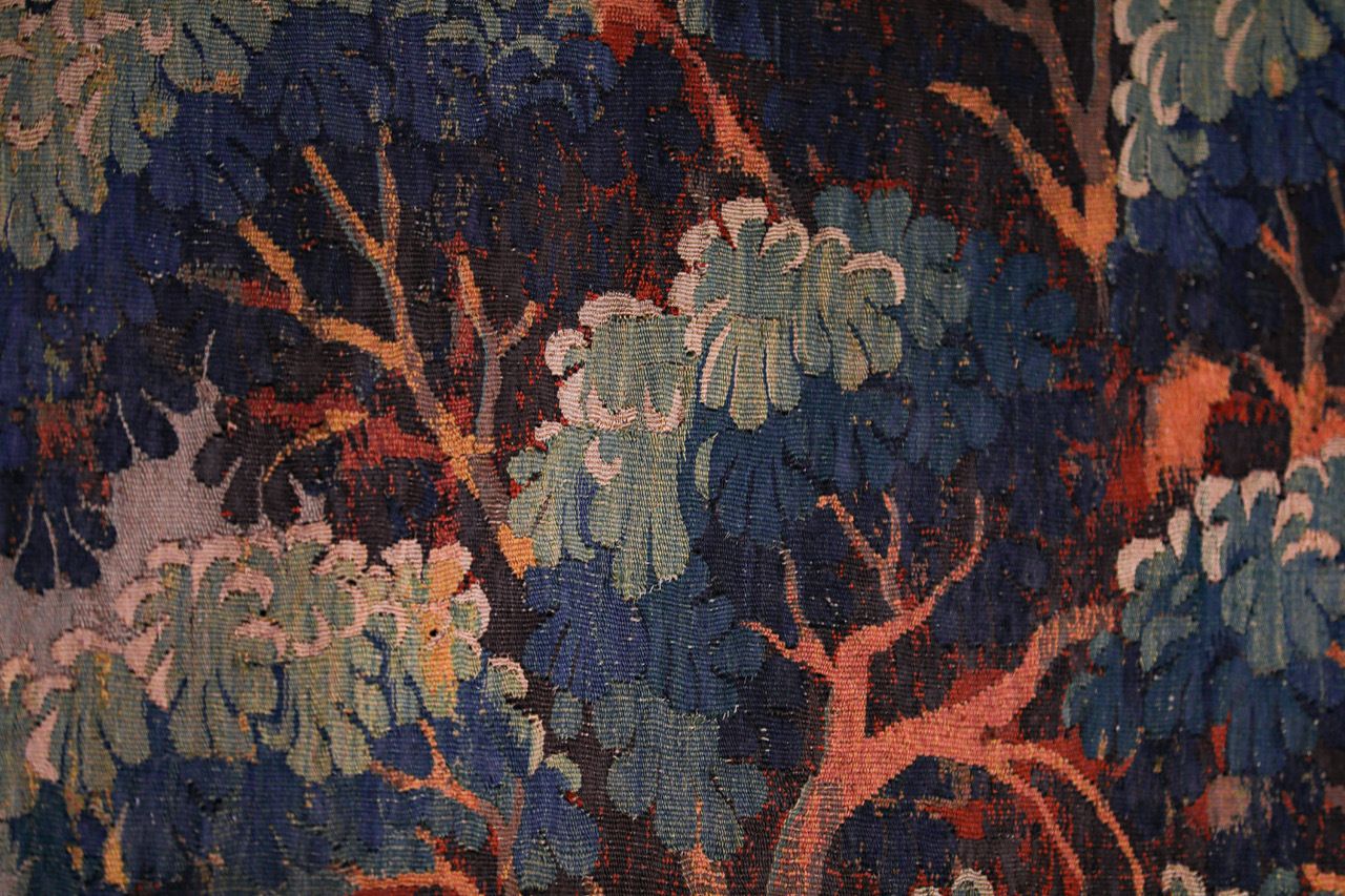Flemish Verdure Tapestry In Wool And Silk. Late 17th Century. photo Textiles