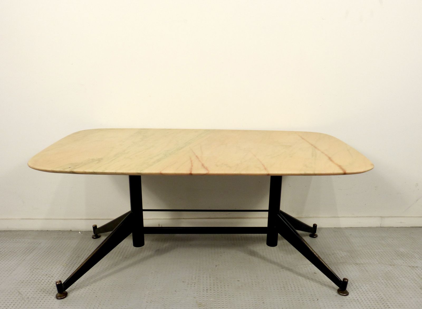 Midcentury Italian Steel And Marble Coffee Table. photo 599.0