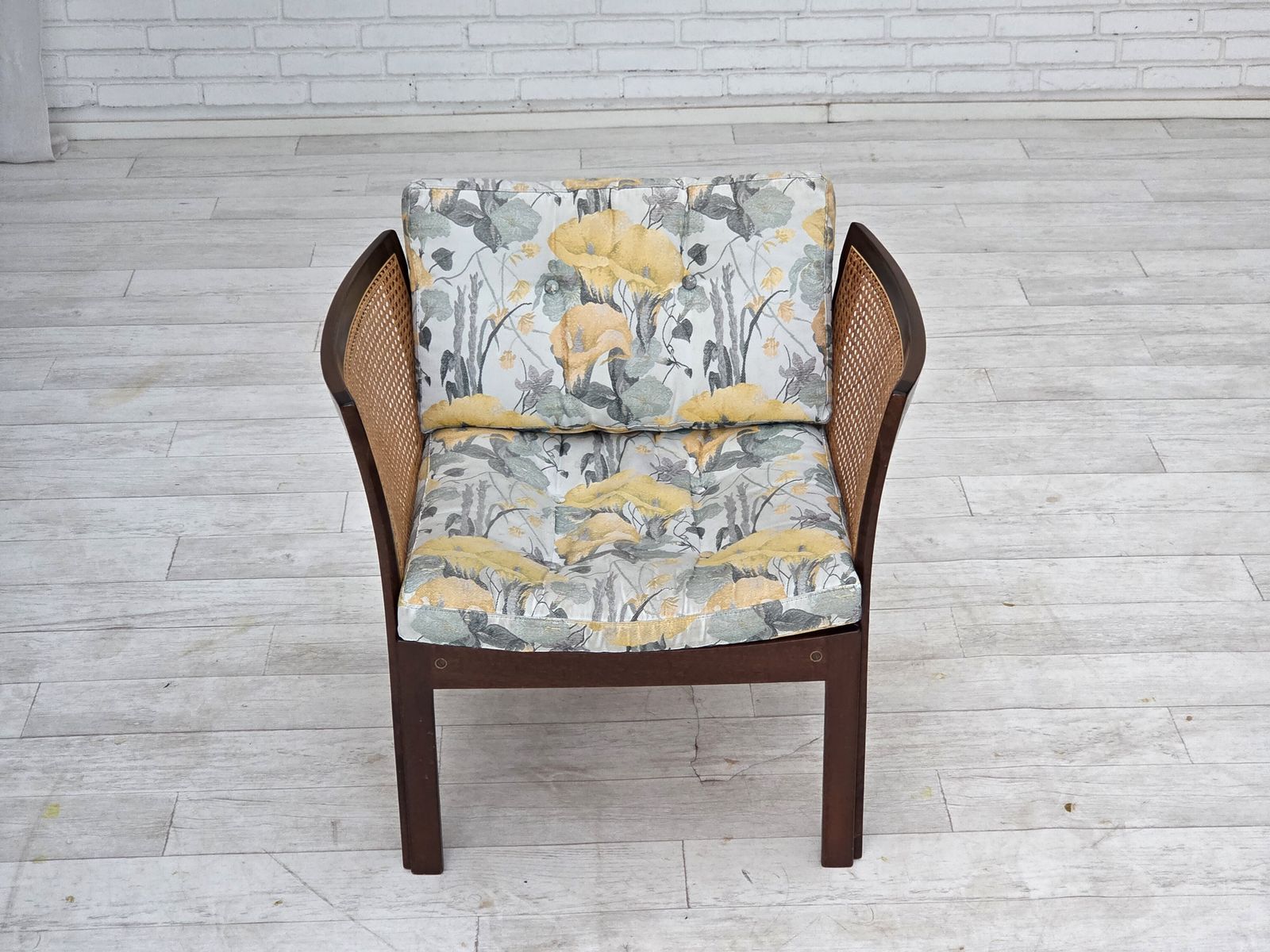 1970s, Danish Design By Illum Wikkelsø, Armchair Model "Plexus", Teak Wood, Furniture Mesh. photo vinterior