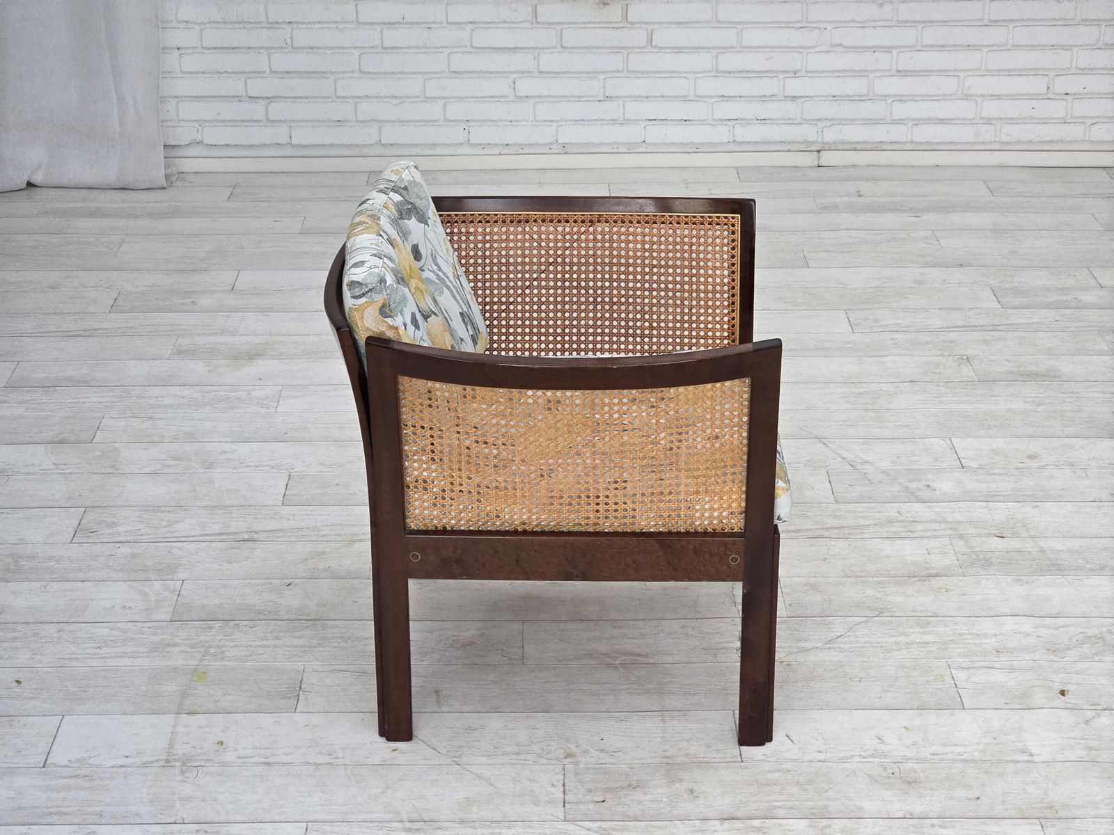 Furniture 1970s, Danish Design By Illum Wikkelsø, Armchair Model "Plexus", Teak Wood, Furniture Mesh. photo