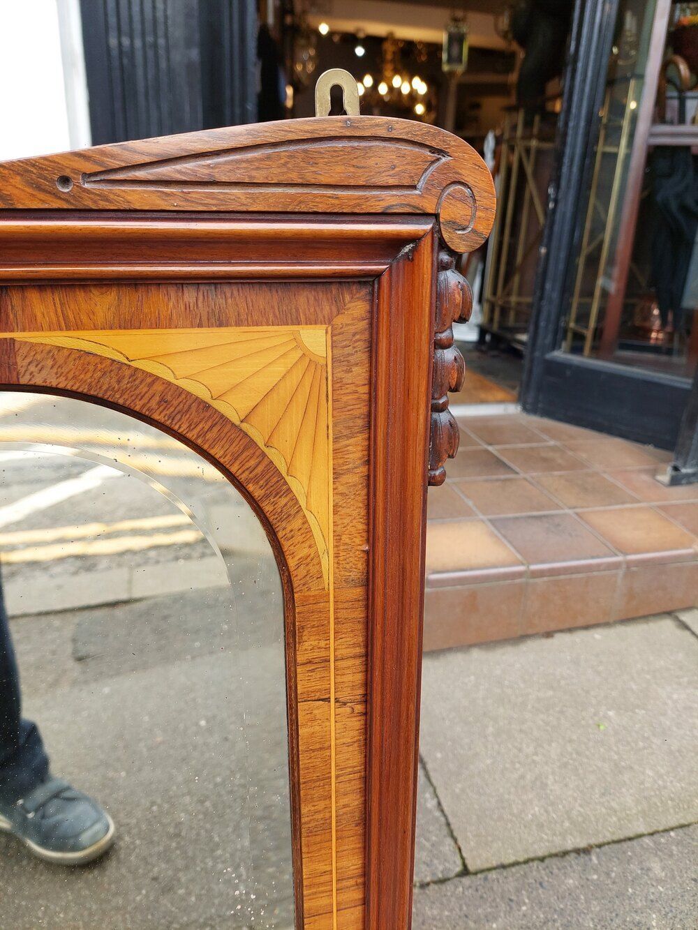 Edwardian Rosewood & Marquetry Over Mantel Mirror photo for sale