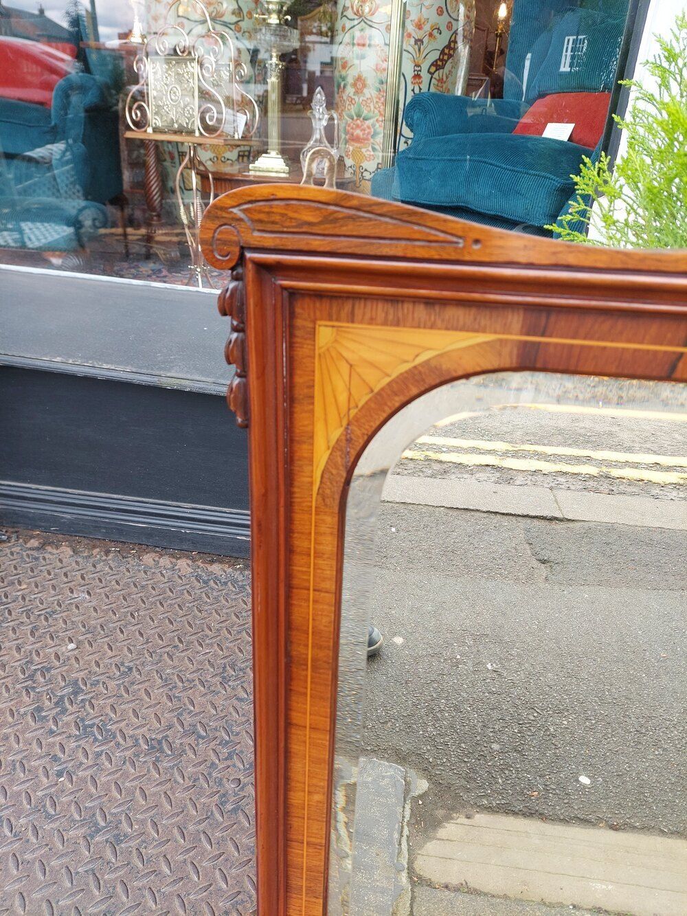 Edwardian Rosewood & Marquetry Over Mantel Mirror photo 430.0