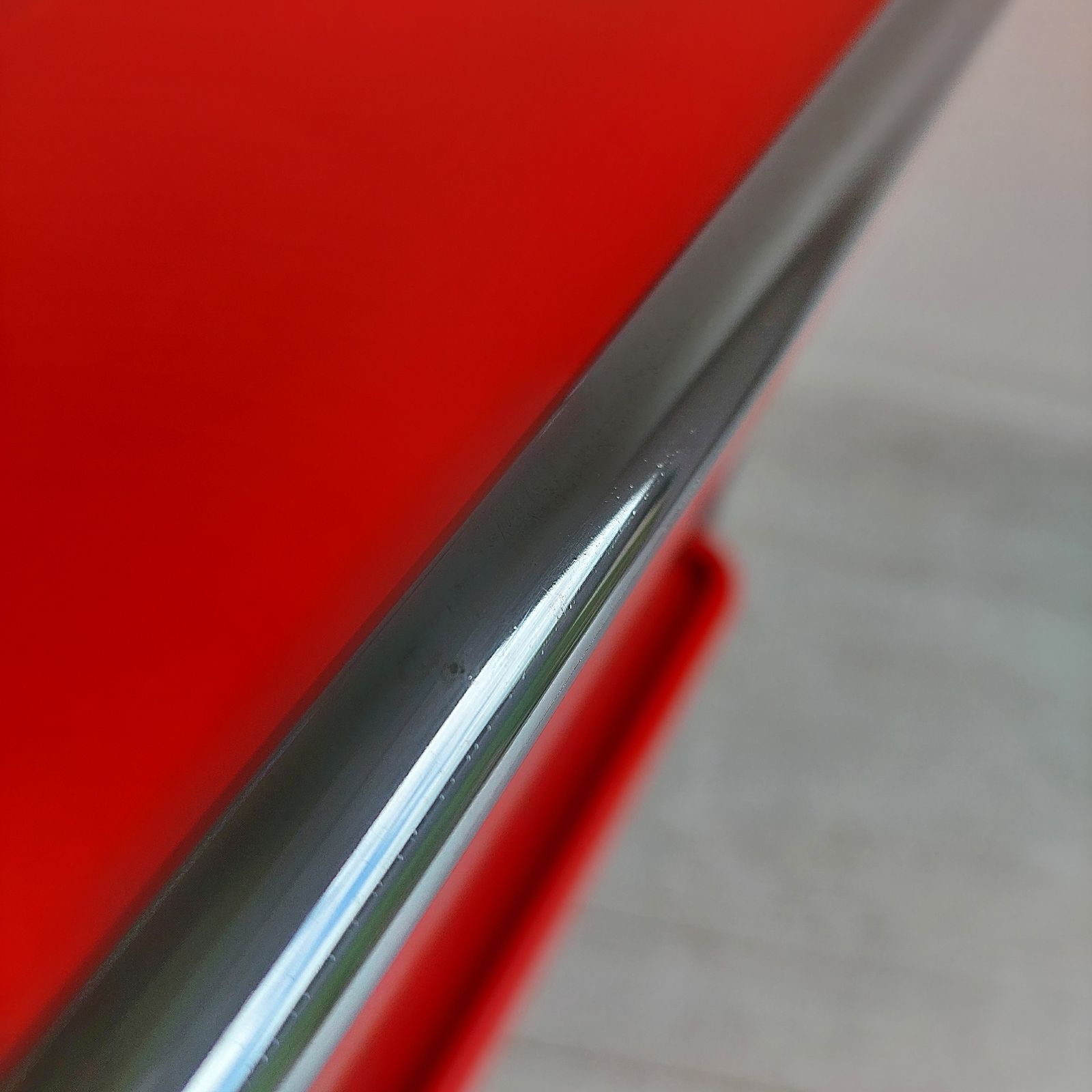 Mid Century Italian Ellisse Folding Trolley Postmodern Red & Chrome Drinks Cart 80s photo furniture