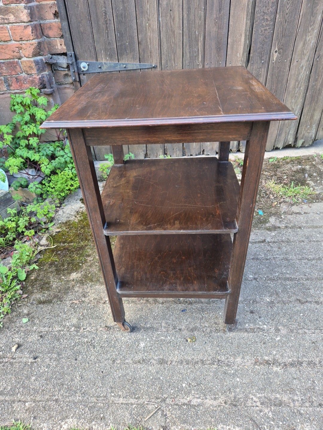 Vintage Oak 3 Tier Side Occasional Table / Trolley