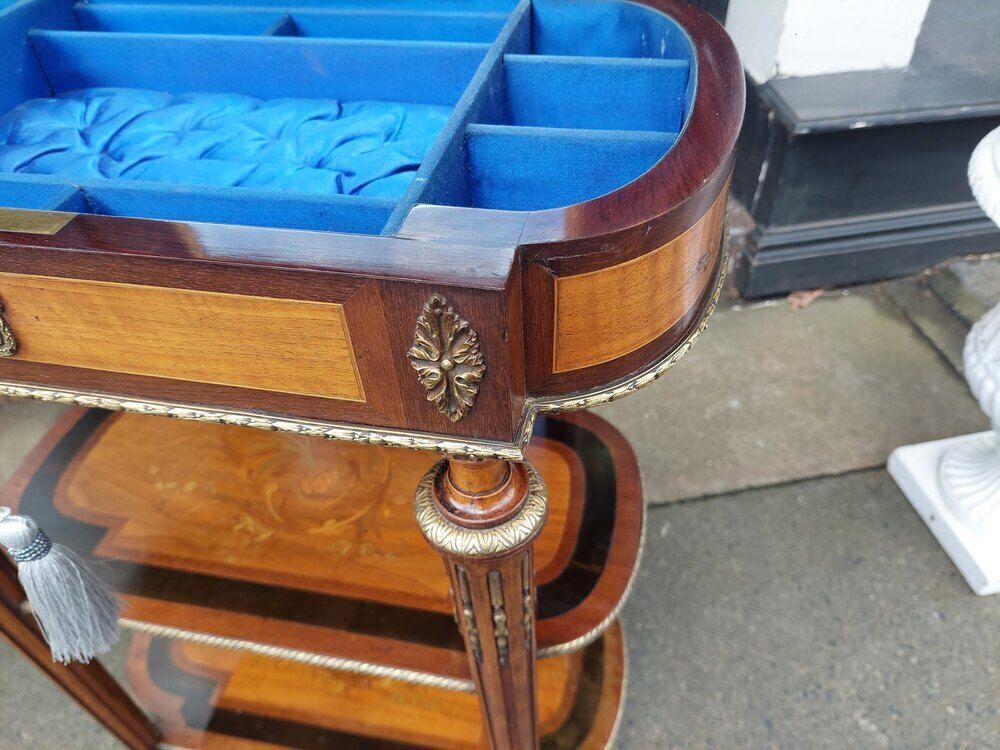 Victorian Marquetry Whatnot Jewellery Cabinet photo vinterior