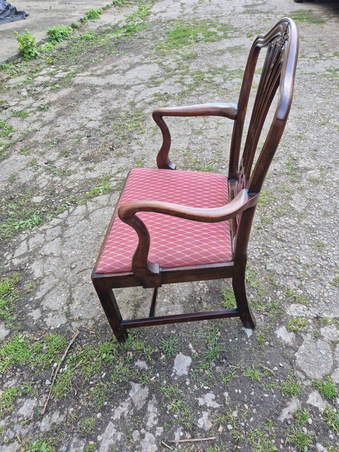 Hepplewhite Style Mahogany Elbow/Arm Chair,Wheatsheaf Carved Splat. photo vintage