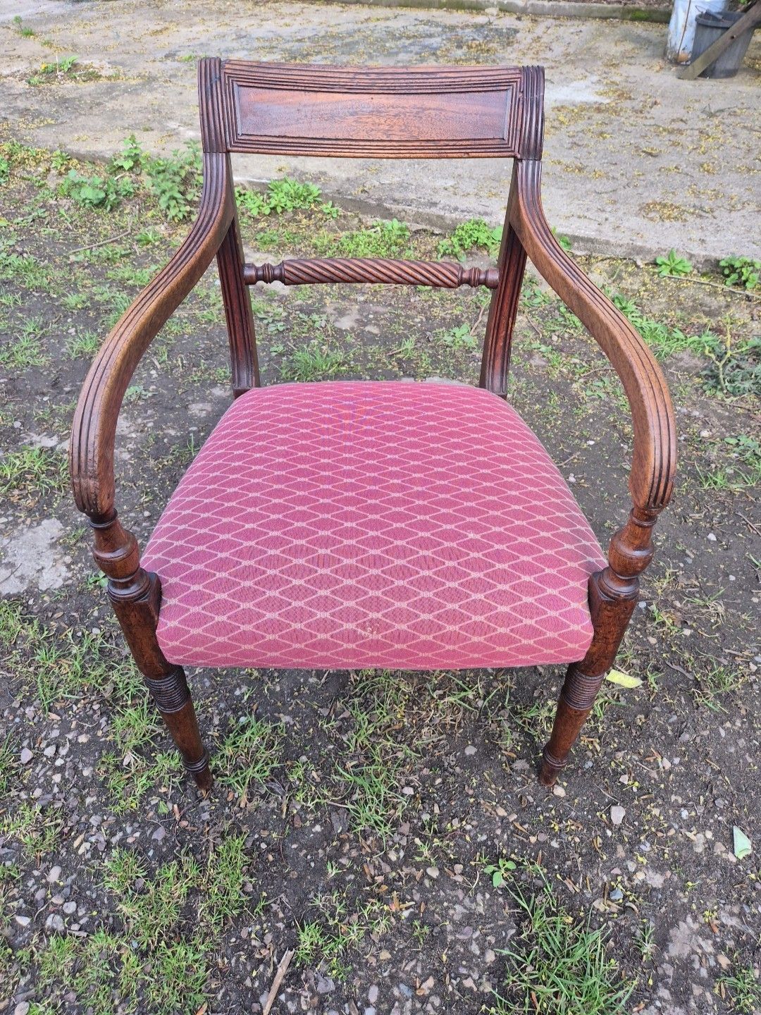 Oak Elbow Chair With Rope Twist Back, Regency, Open Arm Chair photo furniture