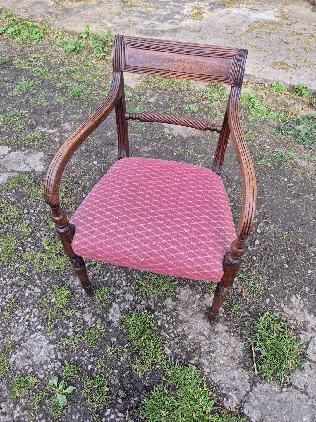 photo vinterior Oak Elbow Chair With Rope Twist Back, Regency, Open Arm Chair