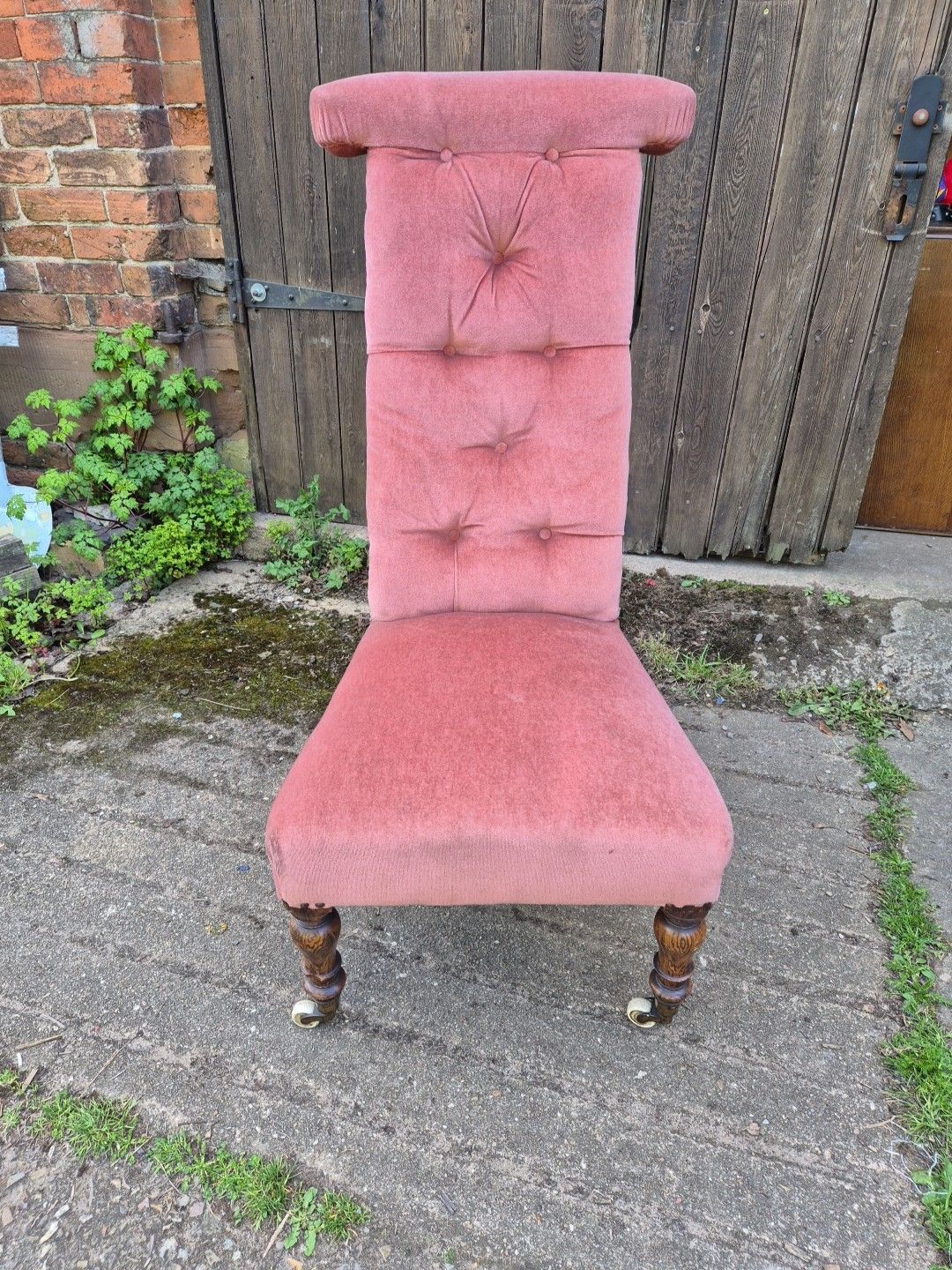 Pink Velvet 19th Century Prayer, Nursing, Bedroom Chair
