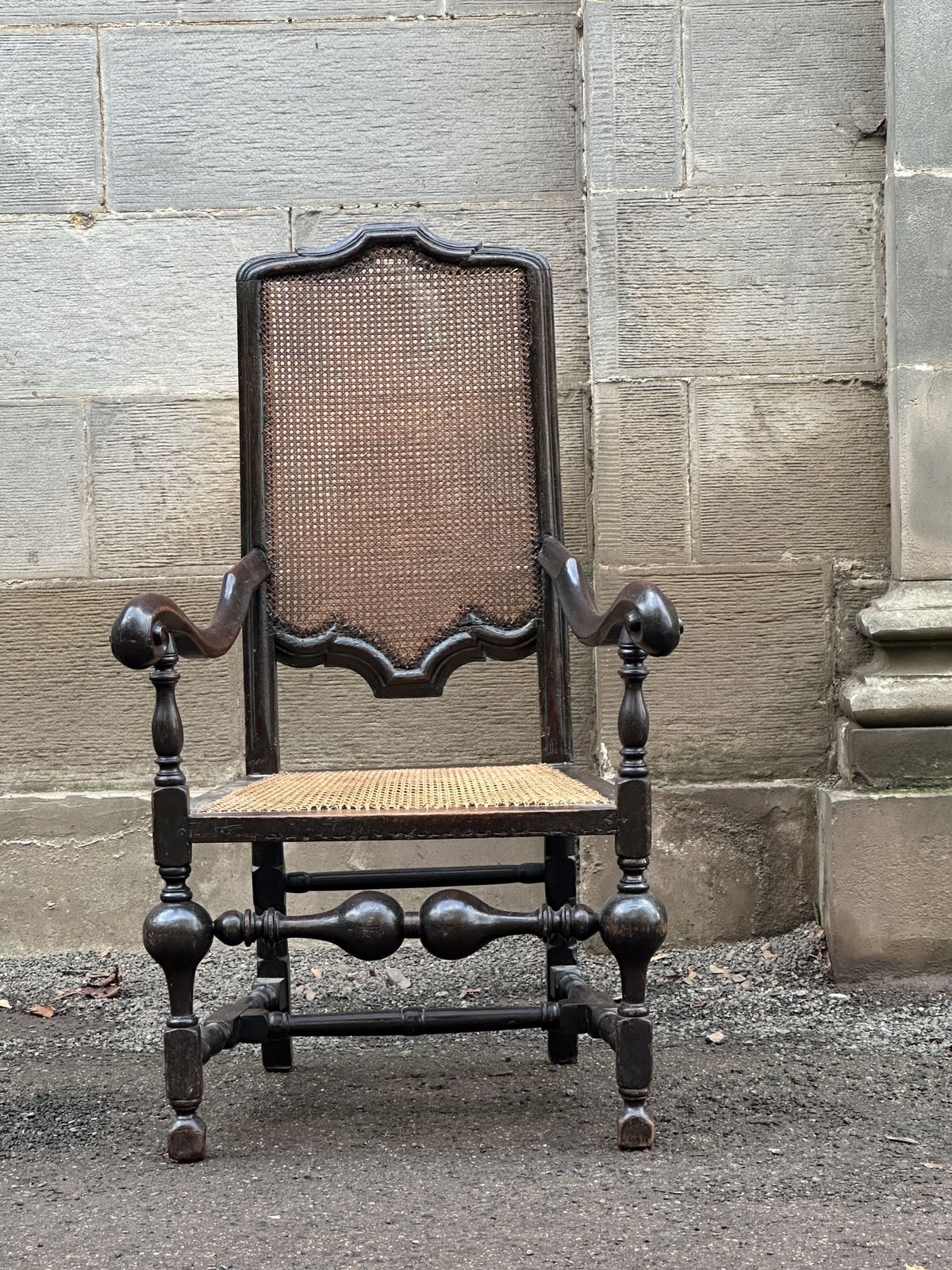 An Interesting Painted Walnut Open Armchair In The Carolean Taste, Possibly American, C.1700 1720 photo vinterior