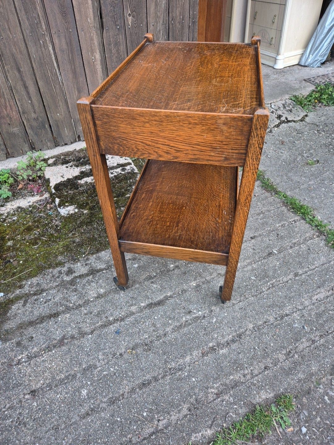 1930s Oak Light Weight Drinks/Tea Trolley,2 Tiers With Drawer & Original Castors photo Furniture