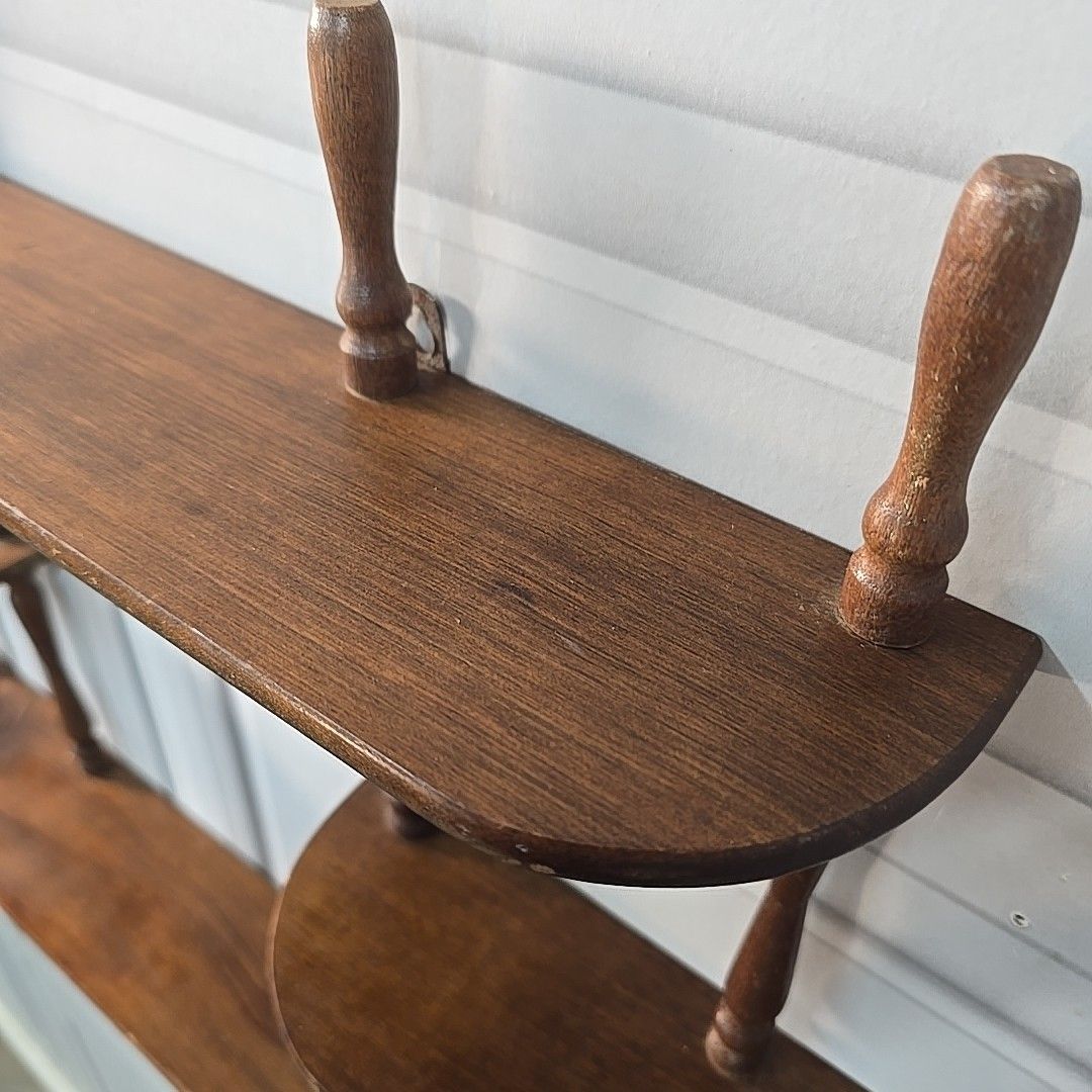 Furniture Vintage French Wall Shelf Wooden Shelf Shelving Unit Turned Farmhouse Rustic photo