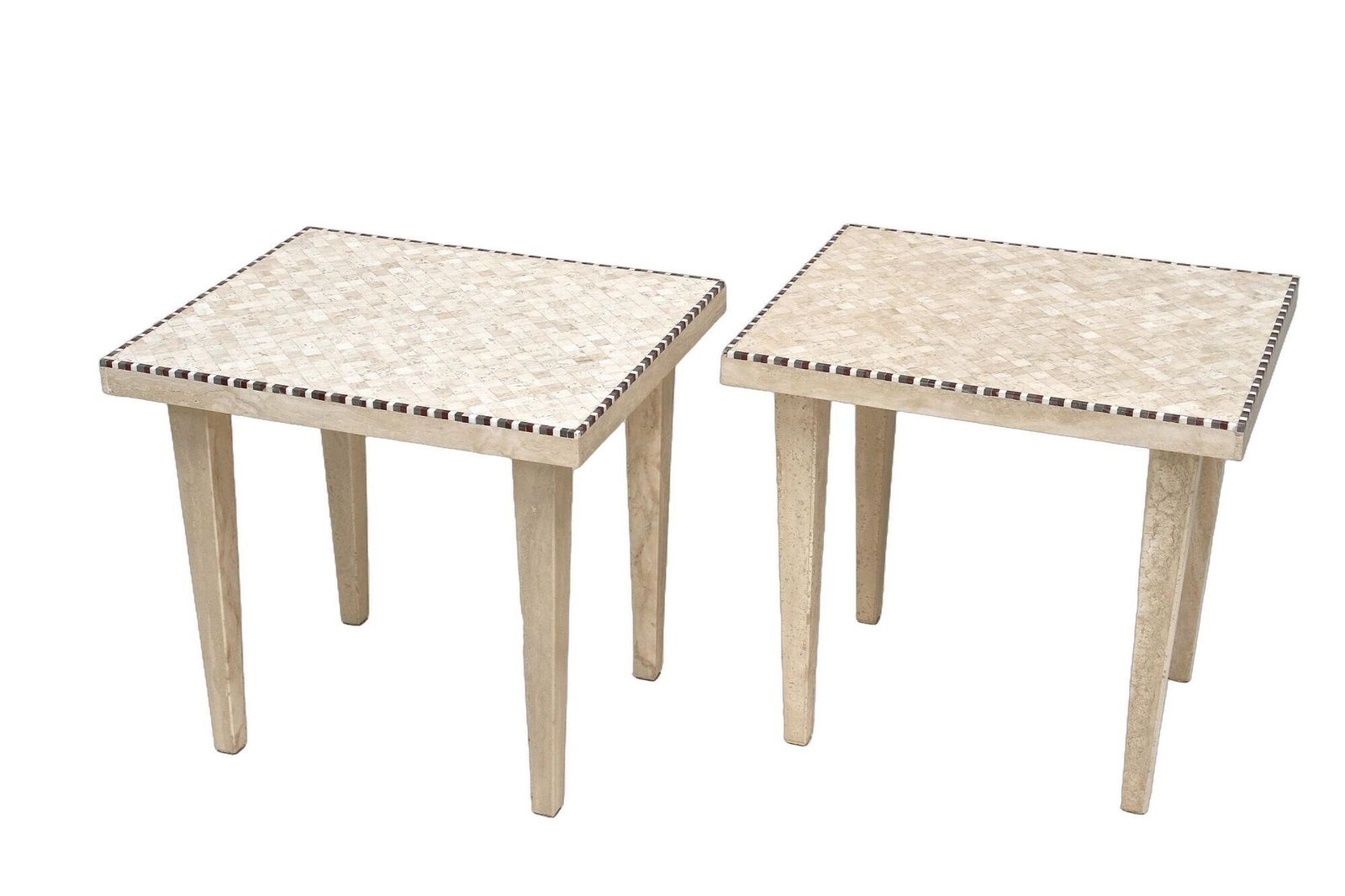 Pair Of 20th Century Italian Travertine Stone Side Tables, Italy 1980