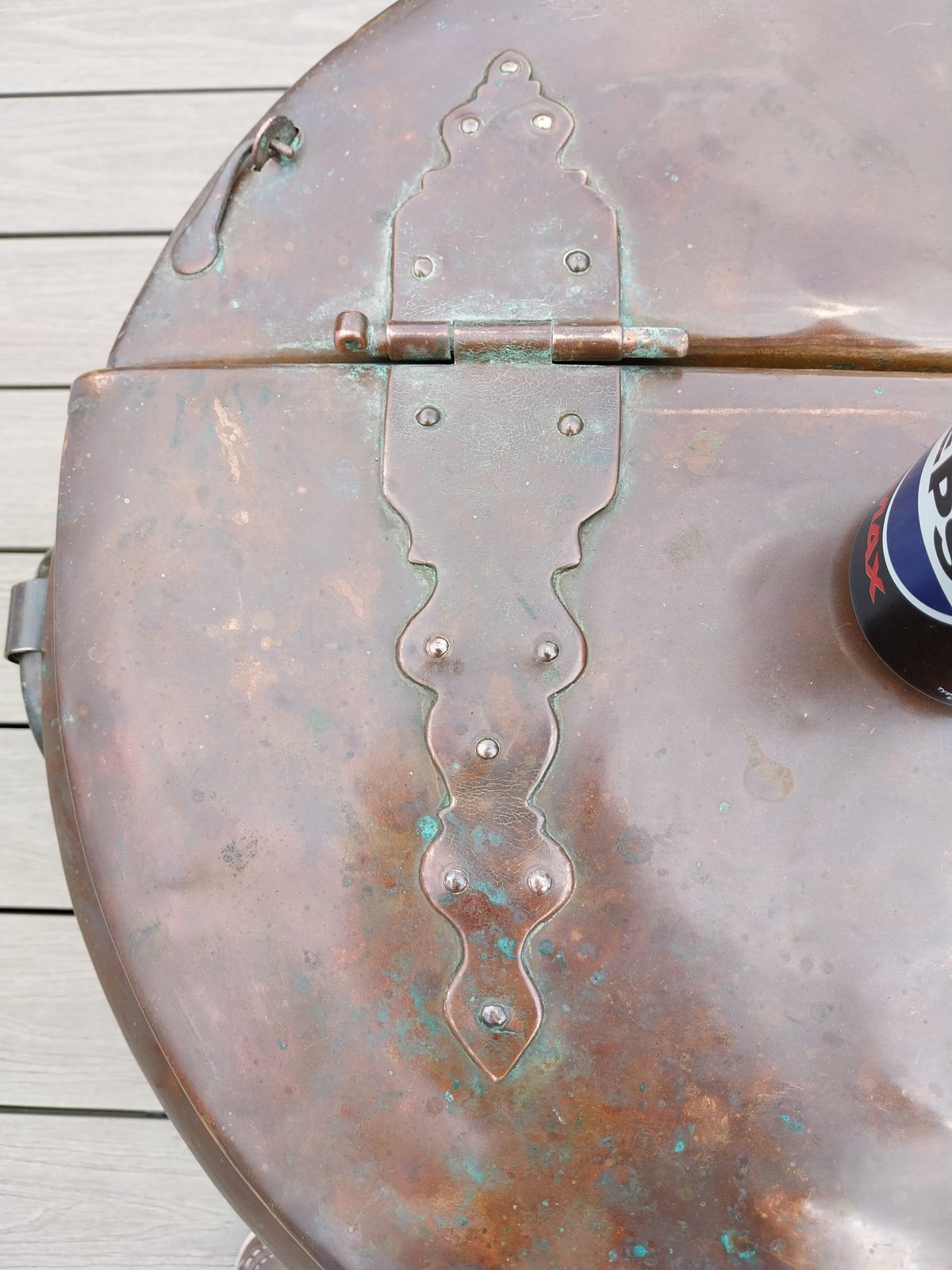 Antique Copper Log Bin Huge French Copper 19th Century Water Carrier Log Box. photo for sale