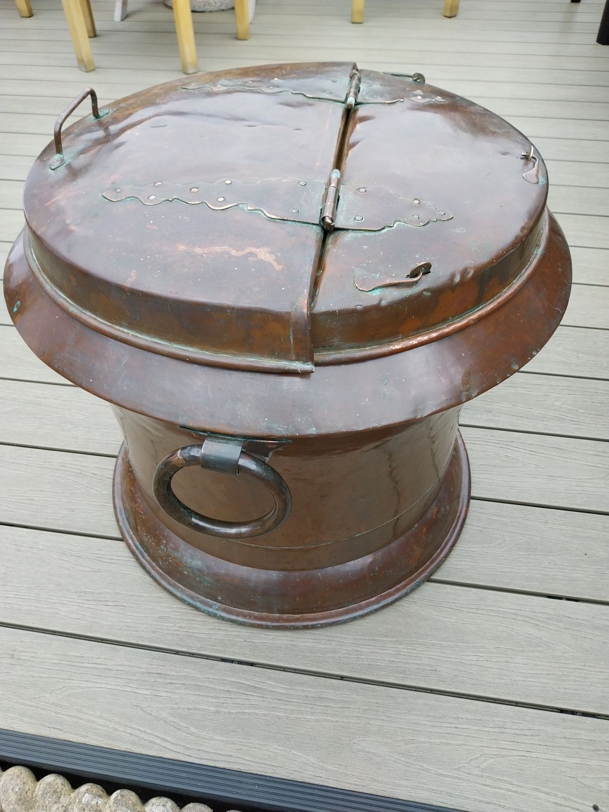 Antique Copper Log Bin Huge French Copper 19th Century Water Carrier Log Box. photo buy