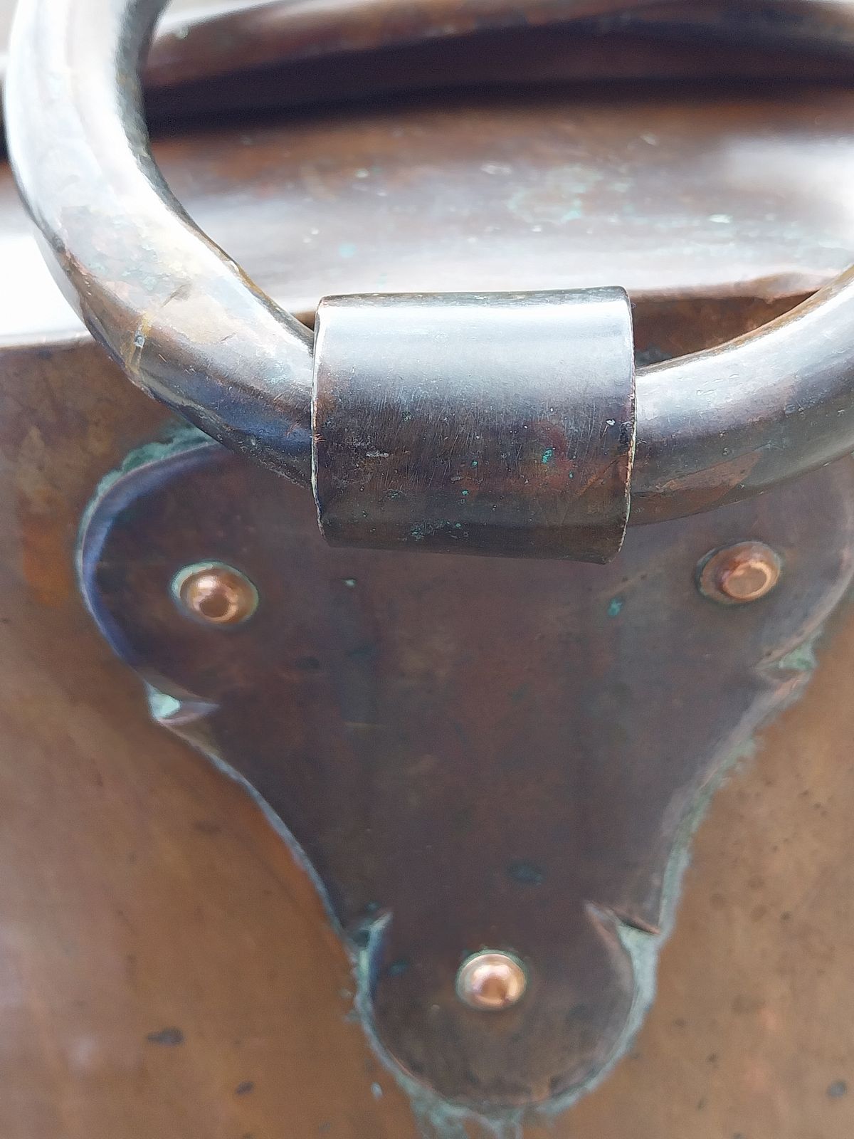 Home Fixtures Antique Copper Log Bin Huge French Copper 19th Century Water Carrier Log Box. photo