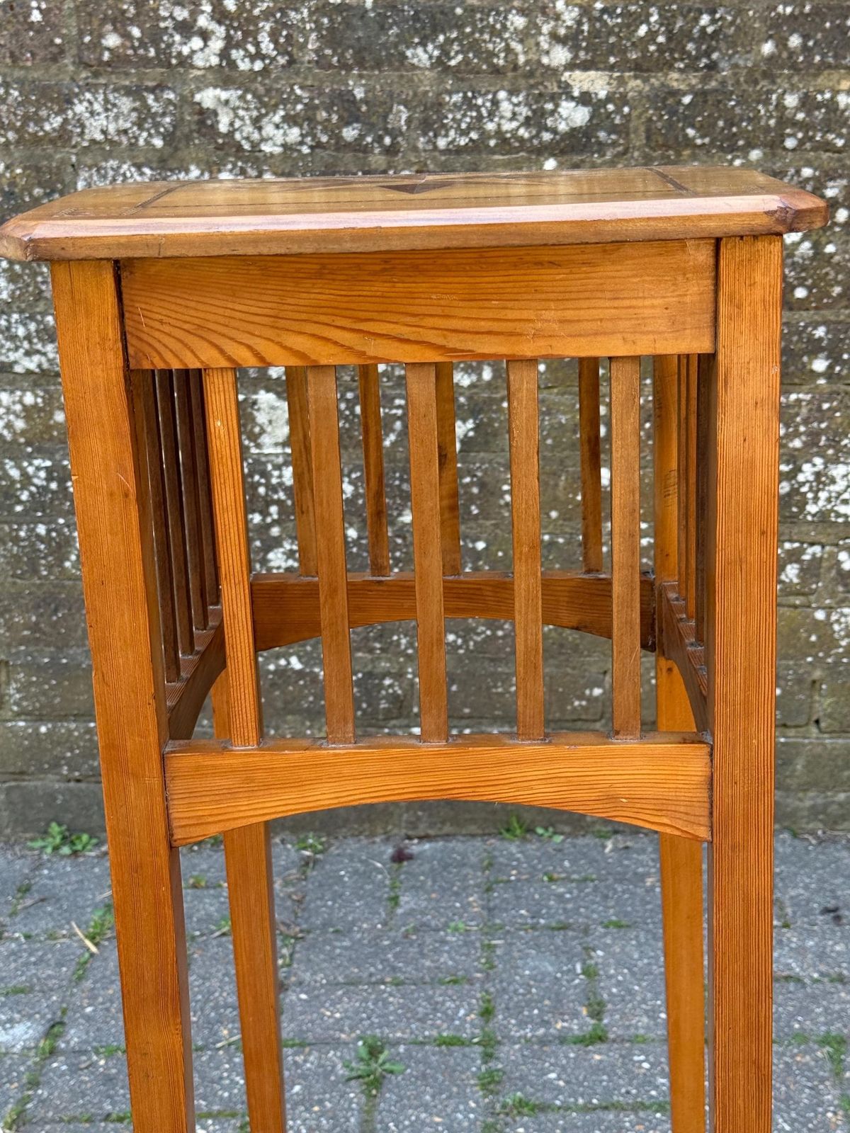 220.0 Vintage Inlaid Plant Stand Edwardian Style Wooden Side Table photo