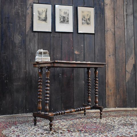Antique Mahogany Country House Chess Checkers Bobbin Turned Leg Side Sofa Table photo vintage