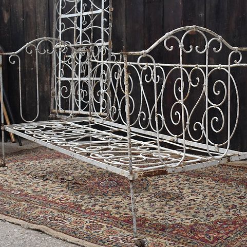 Antique 19th Century French Wrought Iron Folding Day Bed Childs's Cot Bench Pair photo 395.0