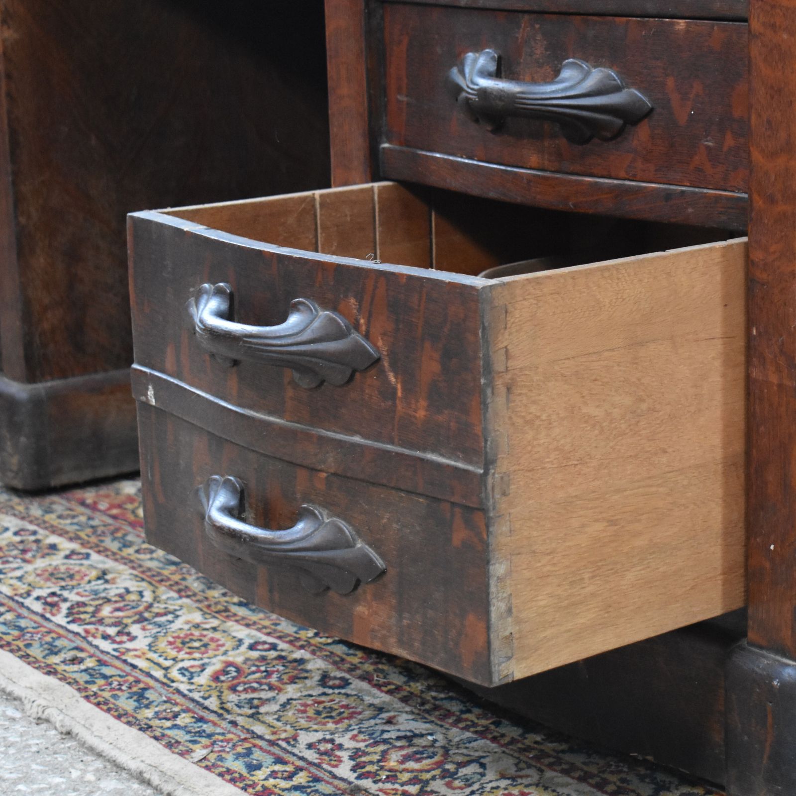 Antique Leyden And Van Beest Oak Twin Pedistal Country House Large Estate Desk photo vintage