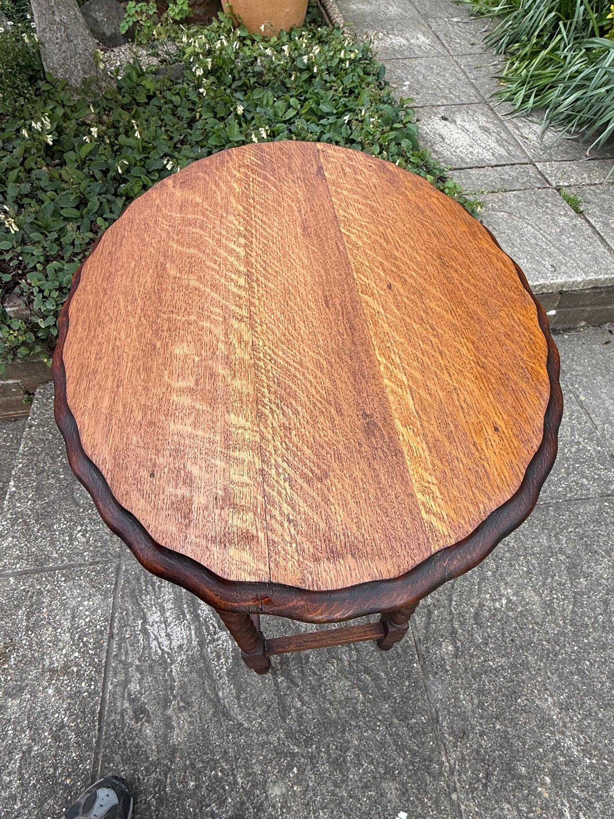photo buy Vintage Oak Barley Twist Side Table, Bobbin Leg Occasional Table