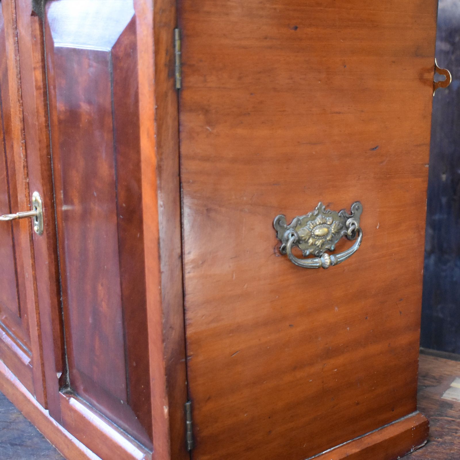 Furniture Antique Victorian Mahogany Campaign Carry Handle Bathroom Kitchen Wall Cabinet photo