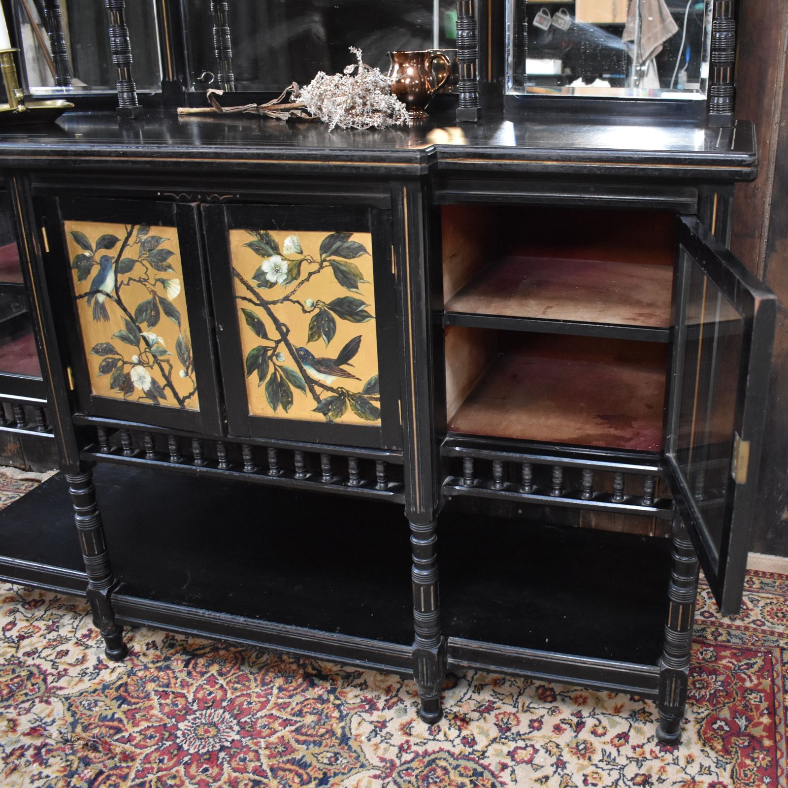 Antique Woof & Whitaker Aesthetic Movement Ebonised Gilt Bird Sideboard Buffet photo Furniture