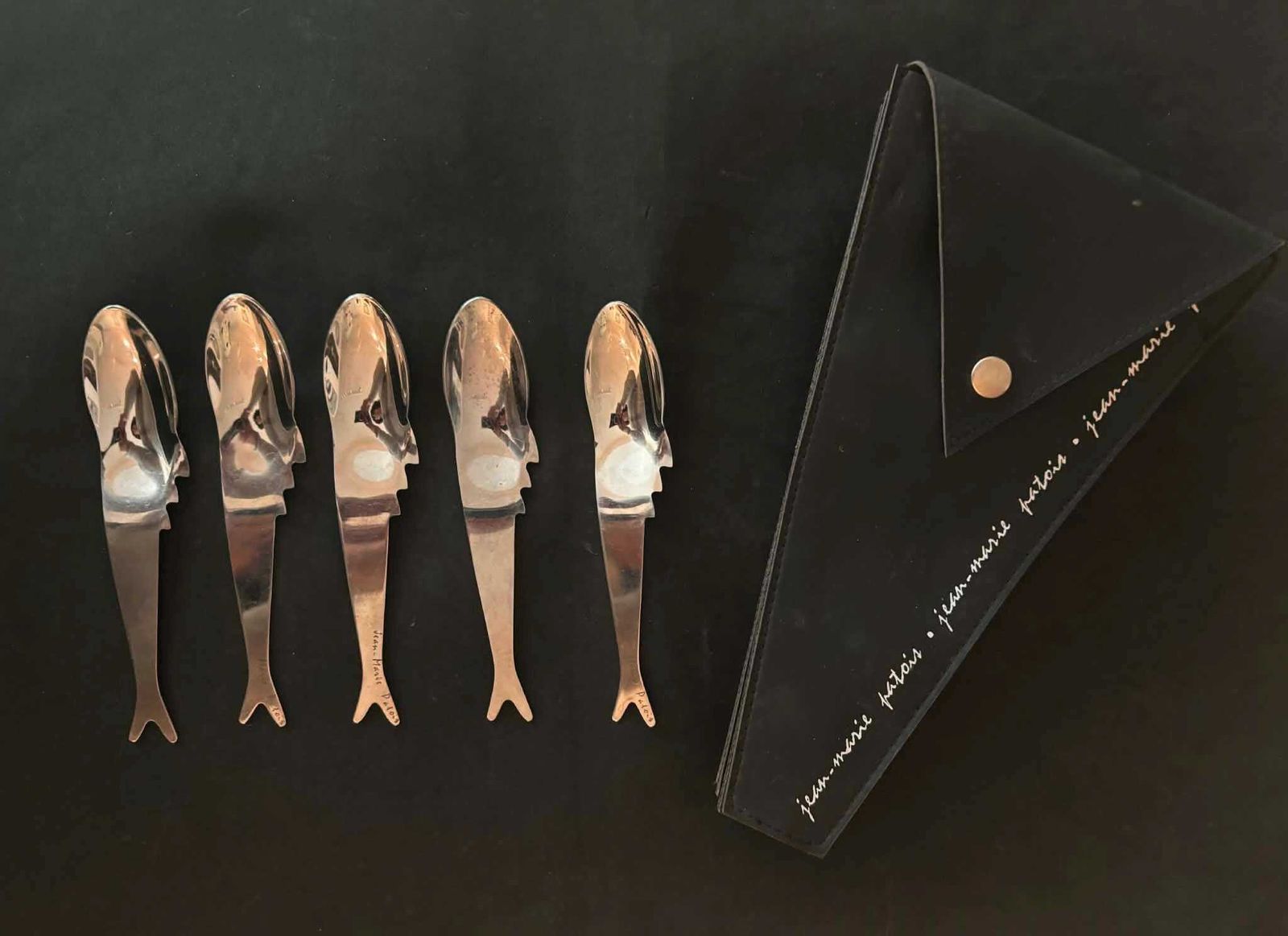 Jean Marie Patois Esotismo Spare Flatware Set: 5 Small Spoons Nautical Fish Design, Star Trek Prop