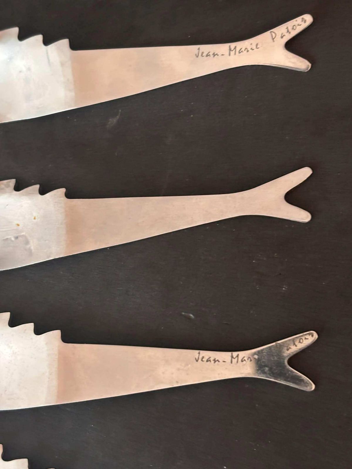 Jean Marie Patois Esotismo Spare Flatware Set: 5 Small Spoons Nautical Fish Design, Star Trek Prop photo vinterior