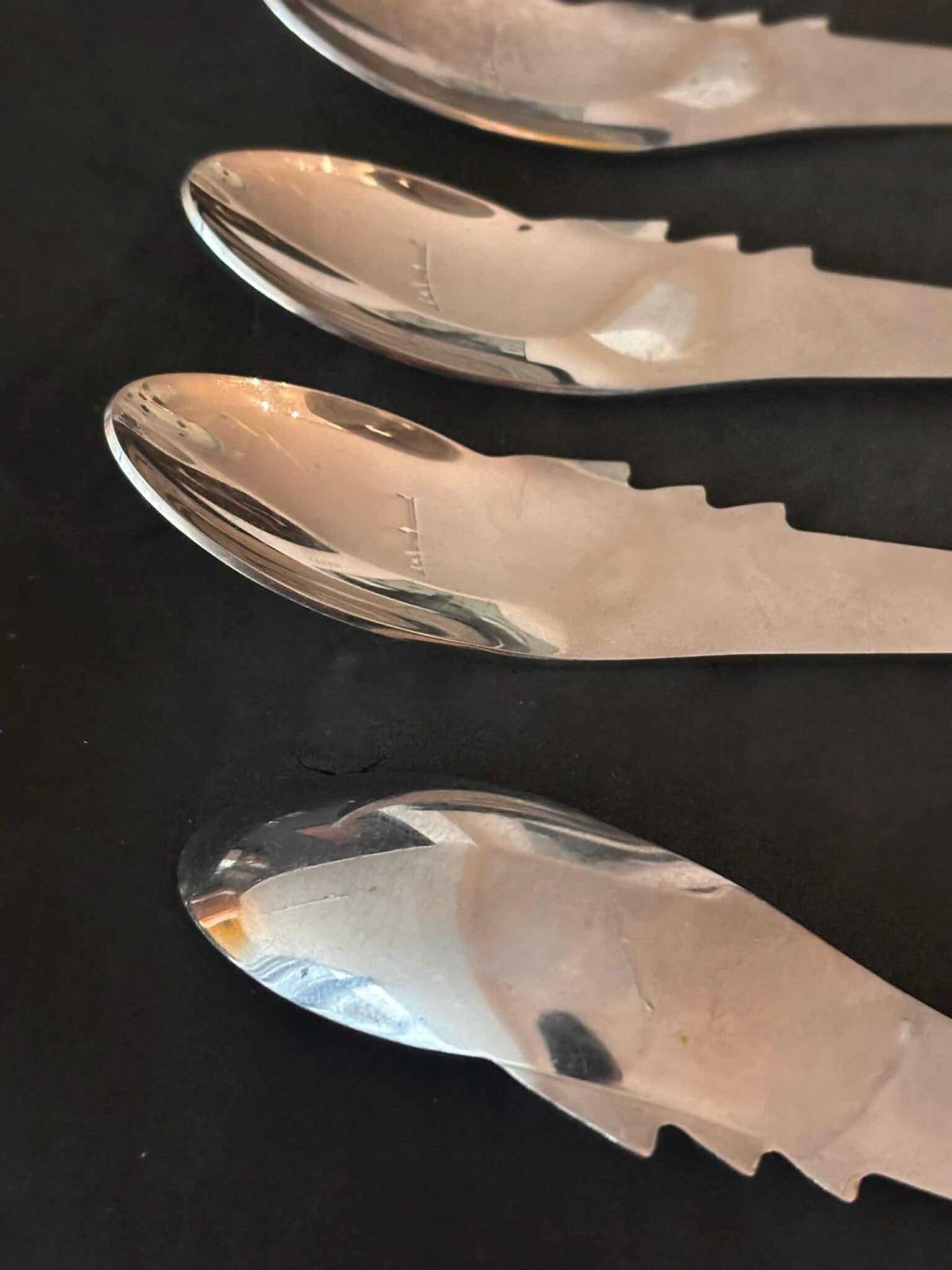 Jean Marie Patois Esotismo Spare Flatware Set: 5 Small Spoons Nautical Fish Design, Star Trek Prop photo vintage