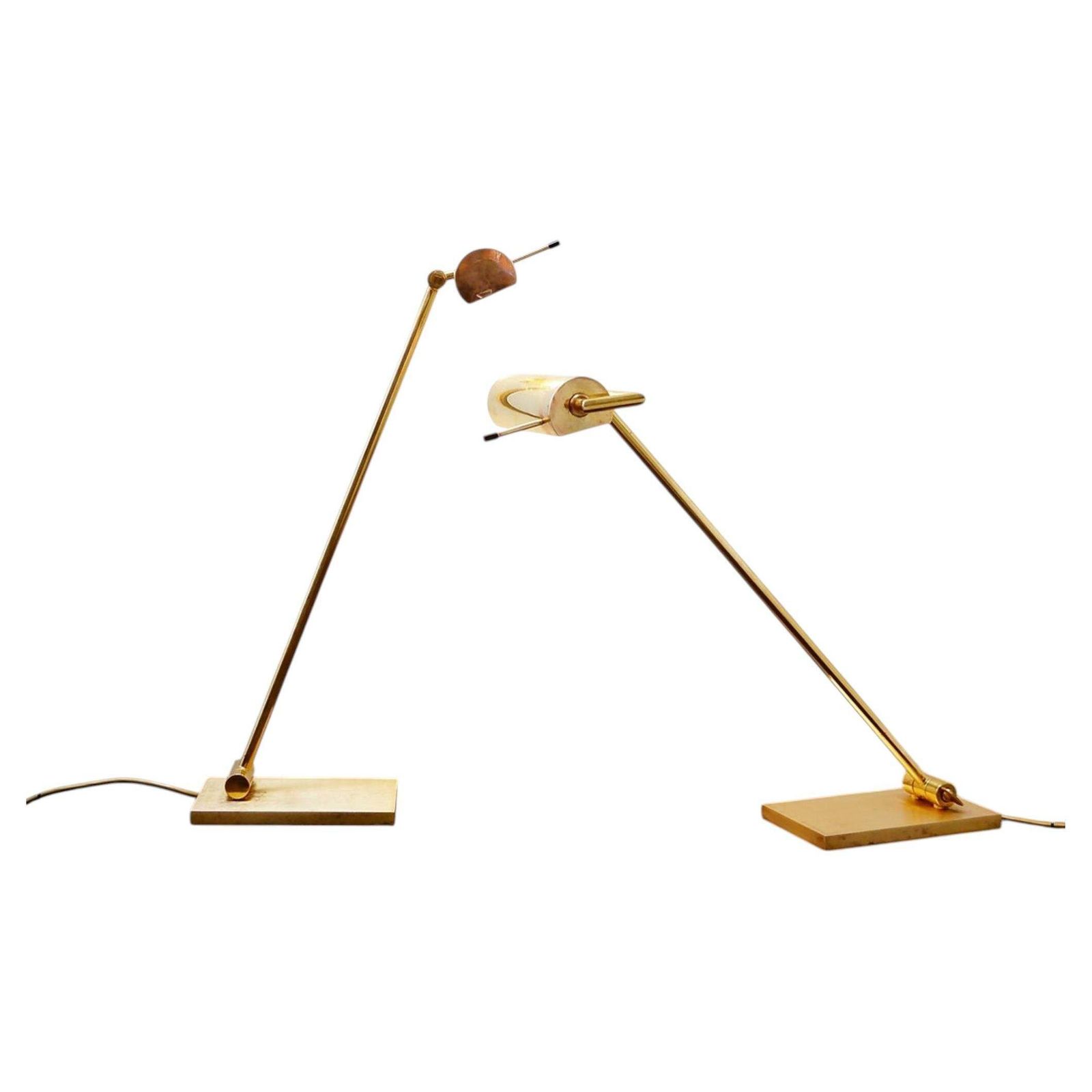 Pair Of Vintage Brass Articulated Desk Lamps   Stéphane Davidts, Belgium