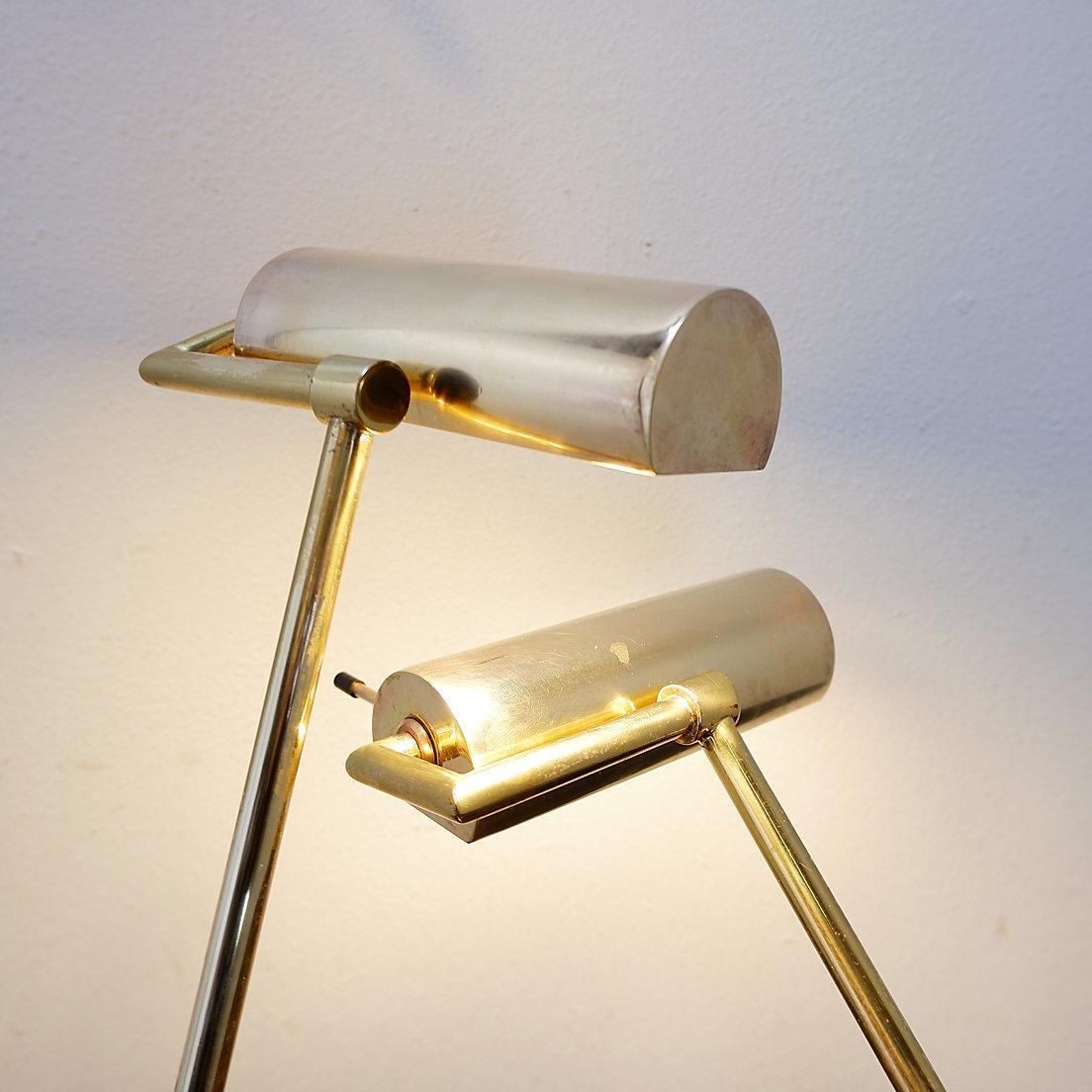 Lighting Pair Of Vintage Brass Articulated Desk Lamps   Stéphane Davidts, Belgium photo