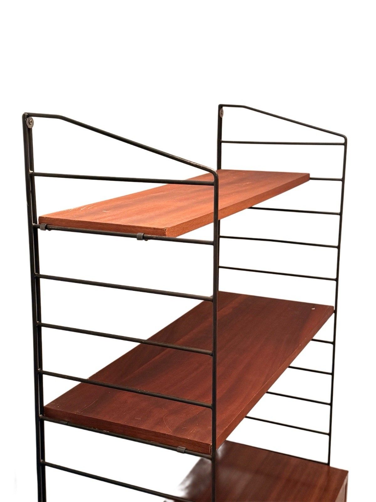Brianco Teak And Metal Ladder Shelving Wall Unit photo for sale