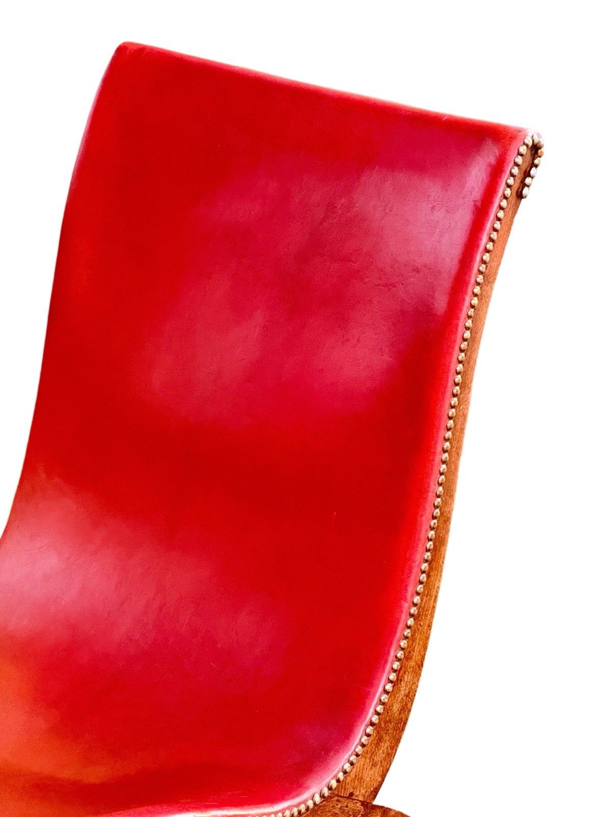 Pierre Lottier For Valmazan, Original, Spanish Red Leather  Slipper Chair, C1950 photo Furniture