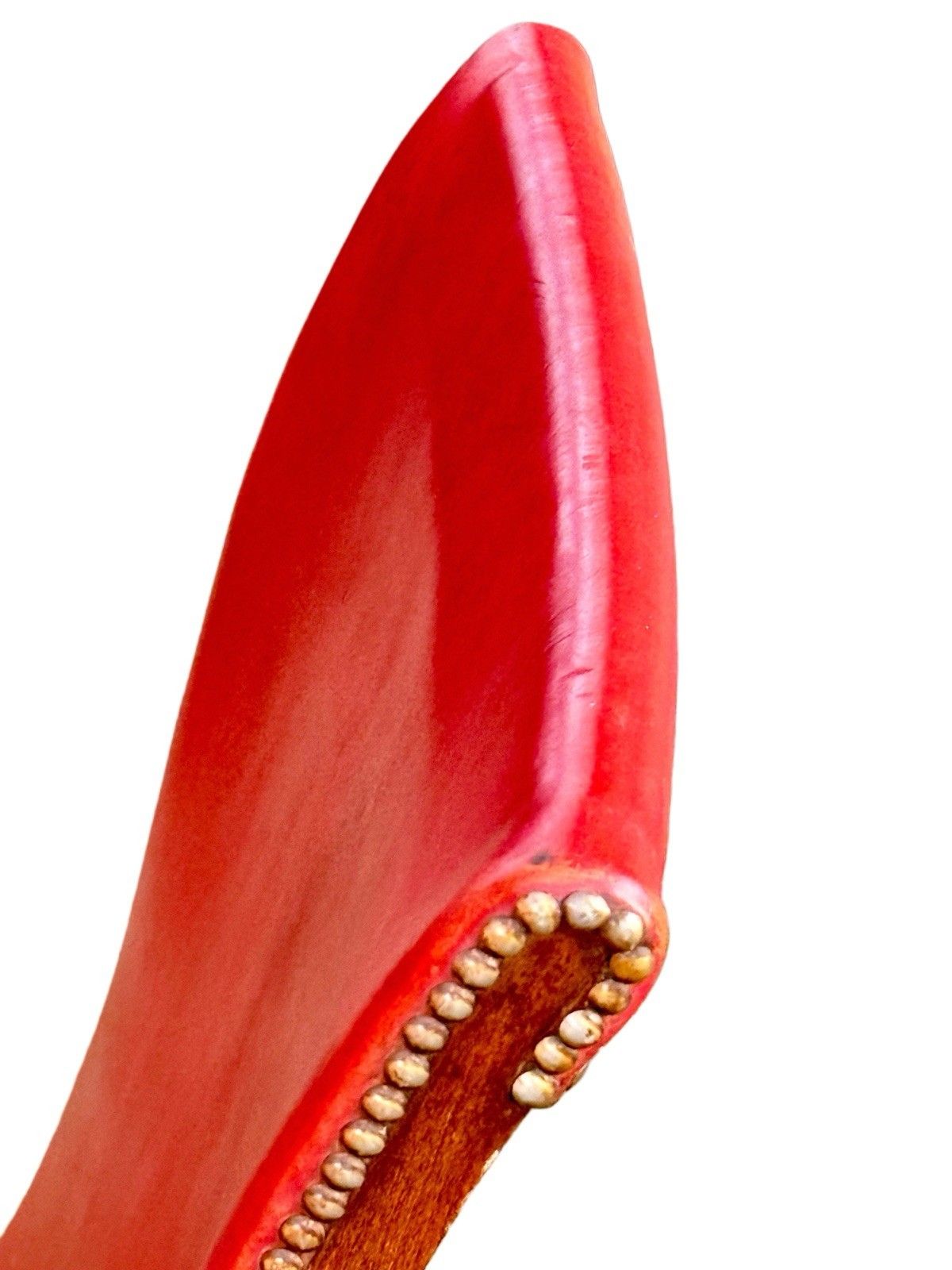 Pierre Lottier For Valmazan, Original, Spanish Red Leather  Slipper Chair, C1950 photo vinterior