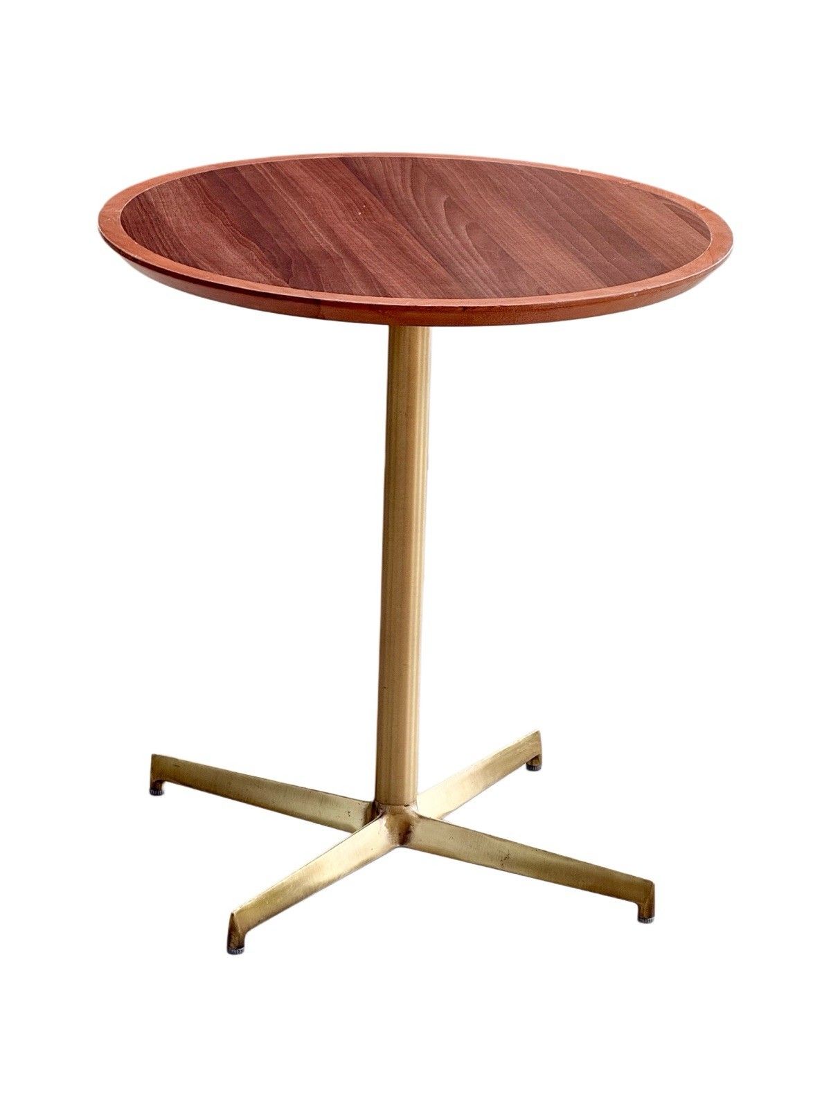 Pedrali Italy Modern Side Table Mahogany Finish & Antique Brass 4 Star Base