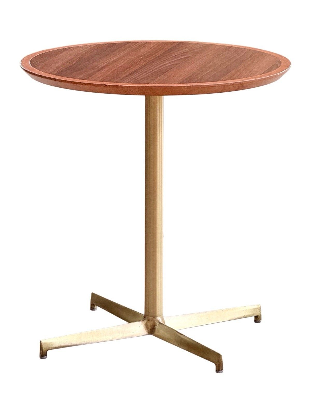 Pedrali Italy Modern Side Table Mahogany Finish & Antique Brass 4 Star Base photo furniture