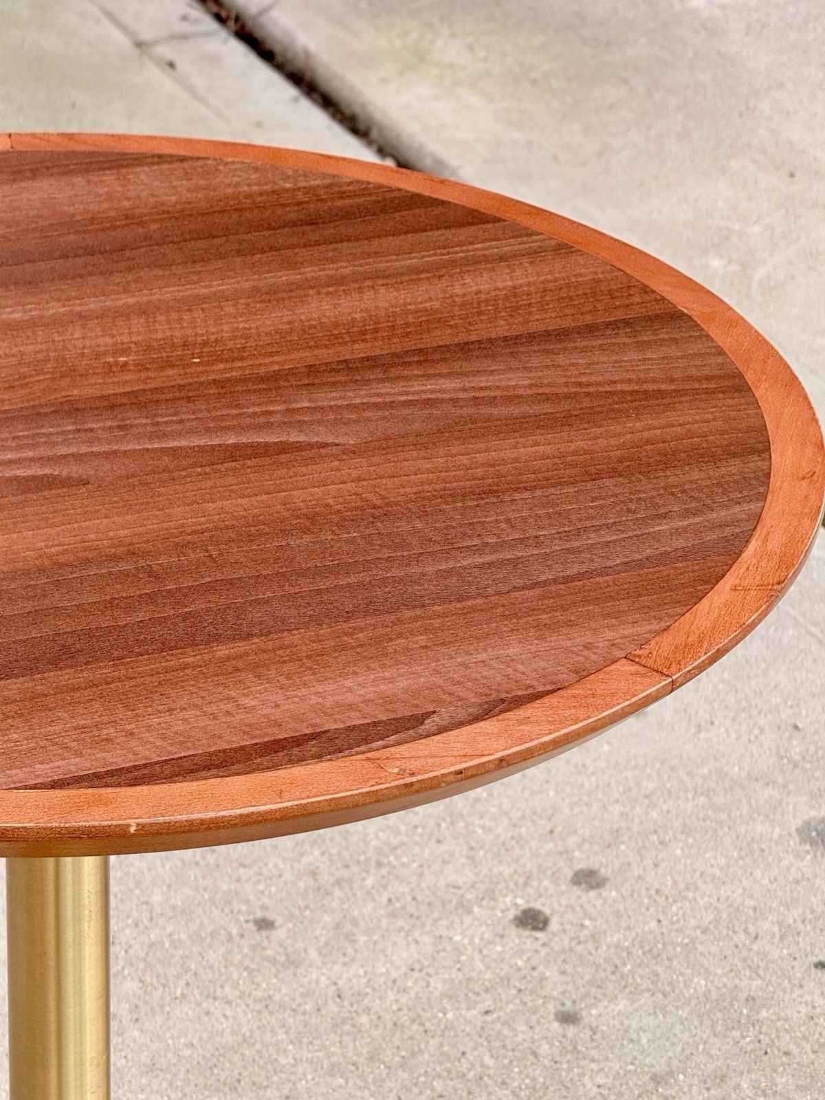Pedrali Italy Modern Side Table Mahogany Finish & Antique Brass 4 Star Base photo Furniture