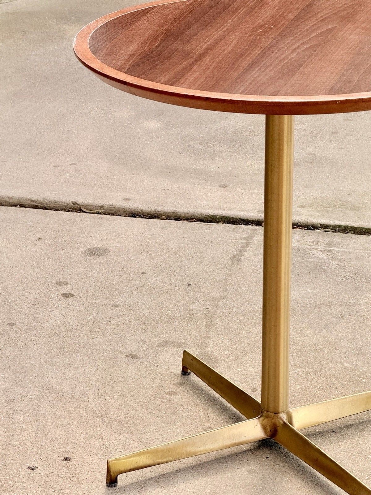 Pedrali Italy Modern Side Table Mahogany Finish & Antique Brass 4 Star Base photo buy