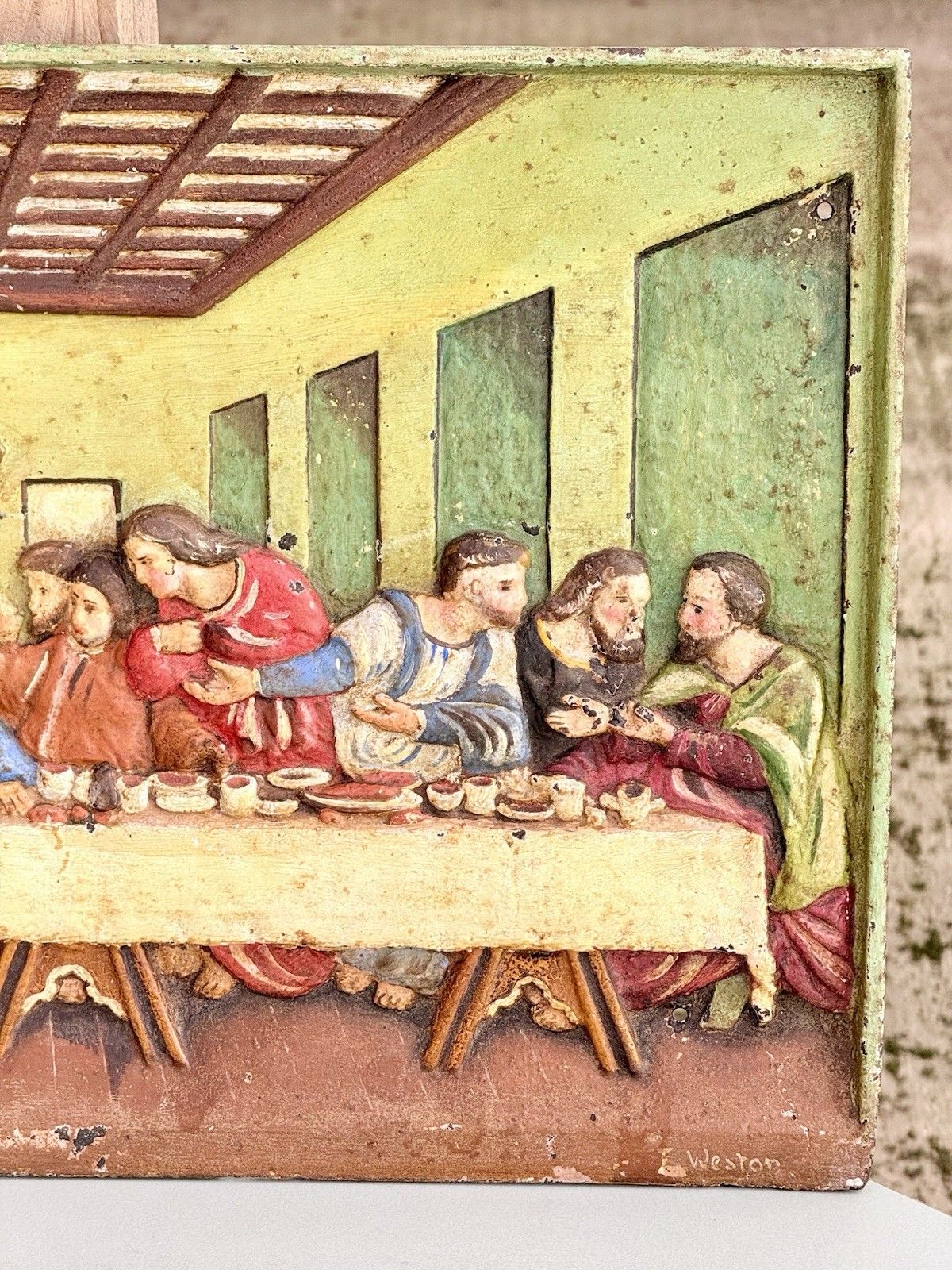 Victorian Cast Iron Relief Plaque “The Last Supper” After Da Vinci C.1880 photo furniture