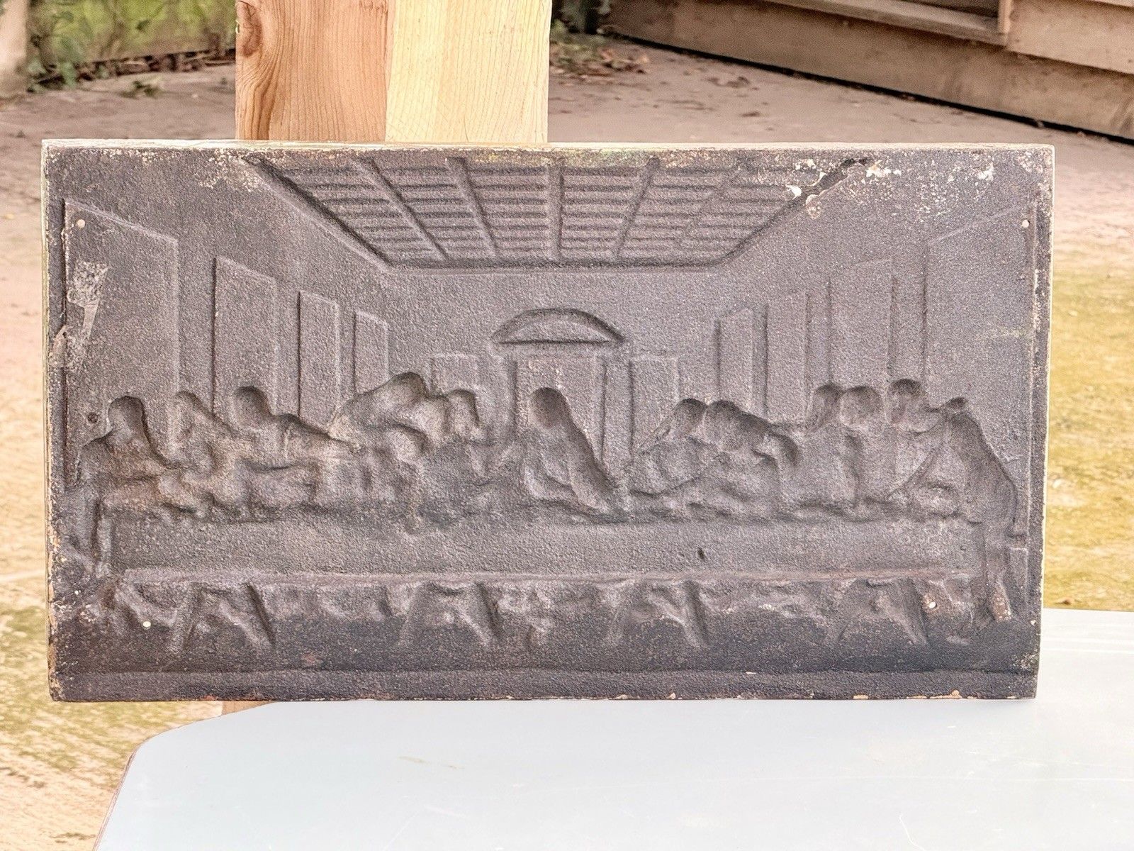Victorian Cast Iron Relief Plaque “The Last Supper” After Da Vinci C.1880 photo vinterior