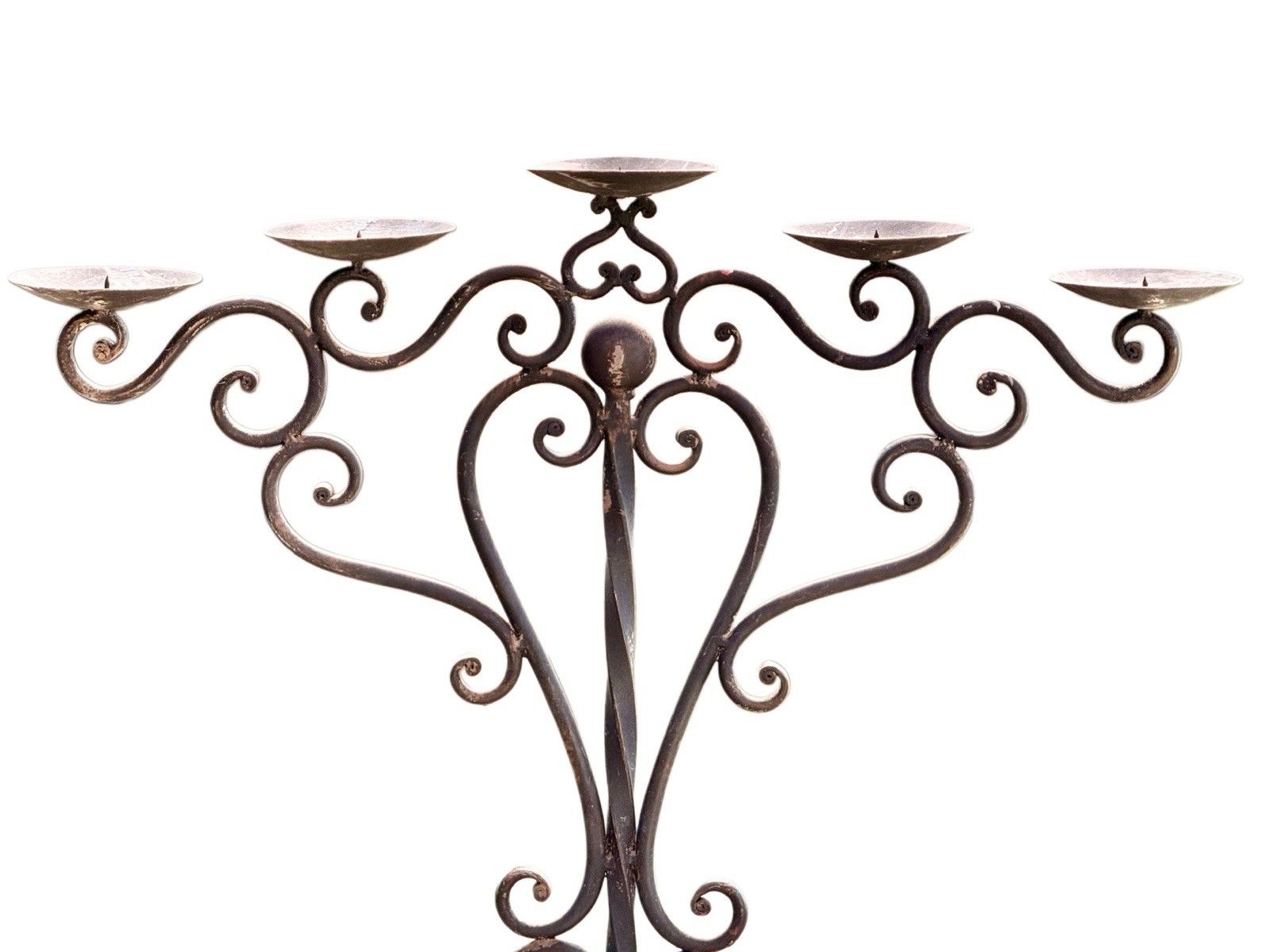 19th Century English Wrought Iron 5 Arm Pricket Candle Tree Candelabra H135cm photo furniture