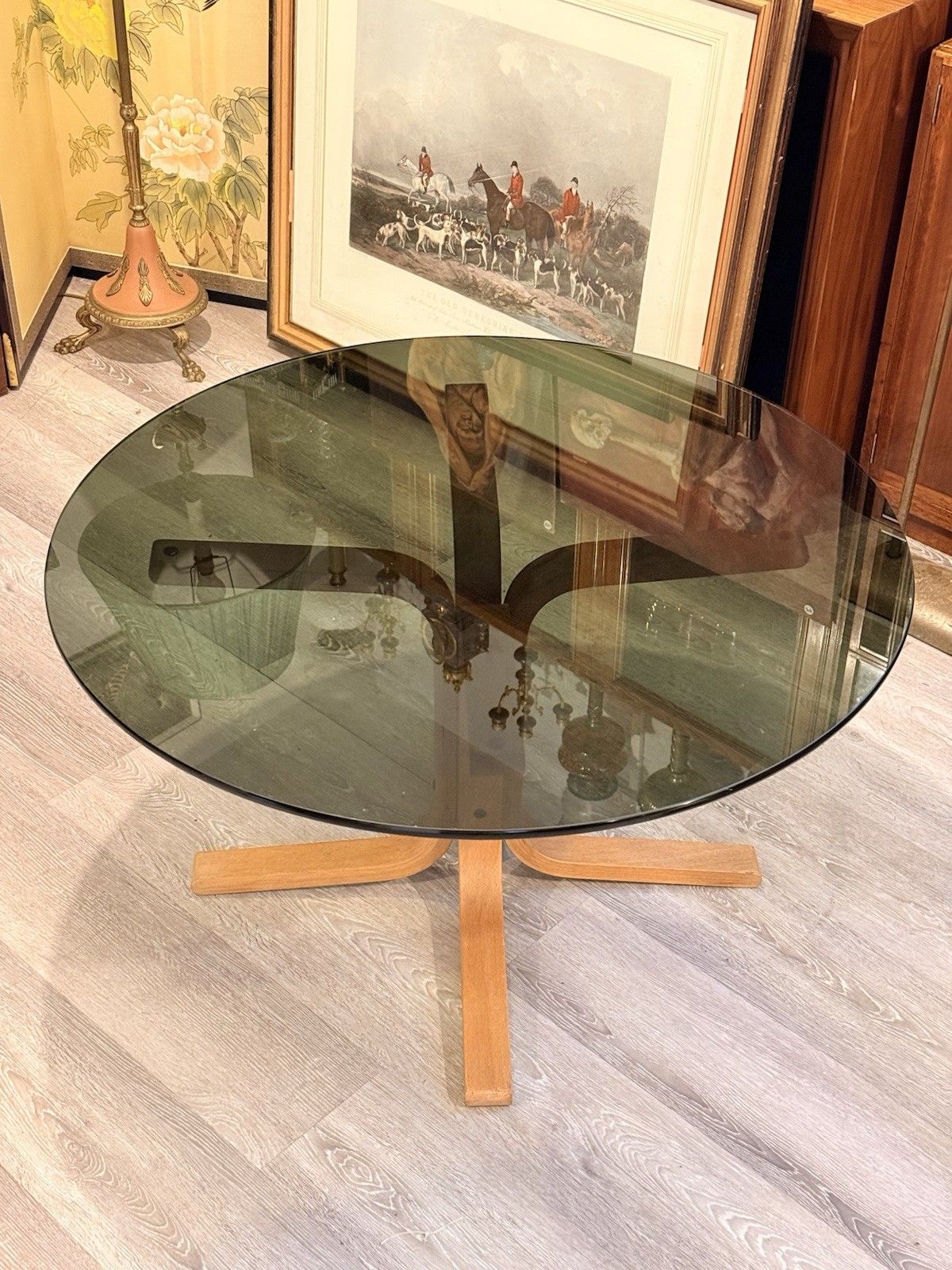 Vintage Ingmar Relling Westnofa Siesta Smoked Glass Coffee Table Bentwood photo furniture