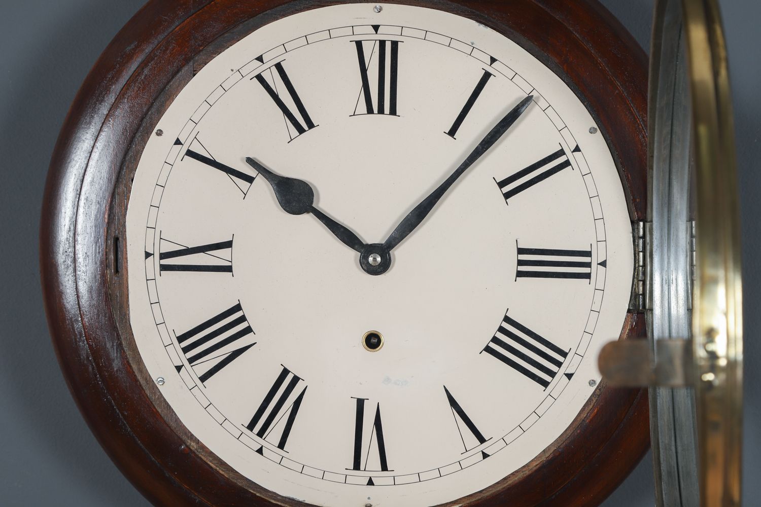 Antique 16" Mahogany Kitchen / Railway Station / School / Kitchen Round Dial Wall Clock (Timepiece) photo Home Decor