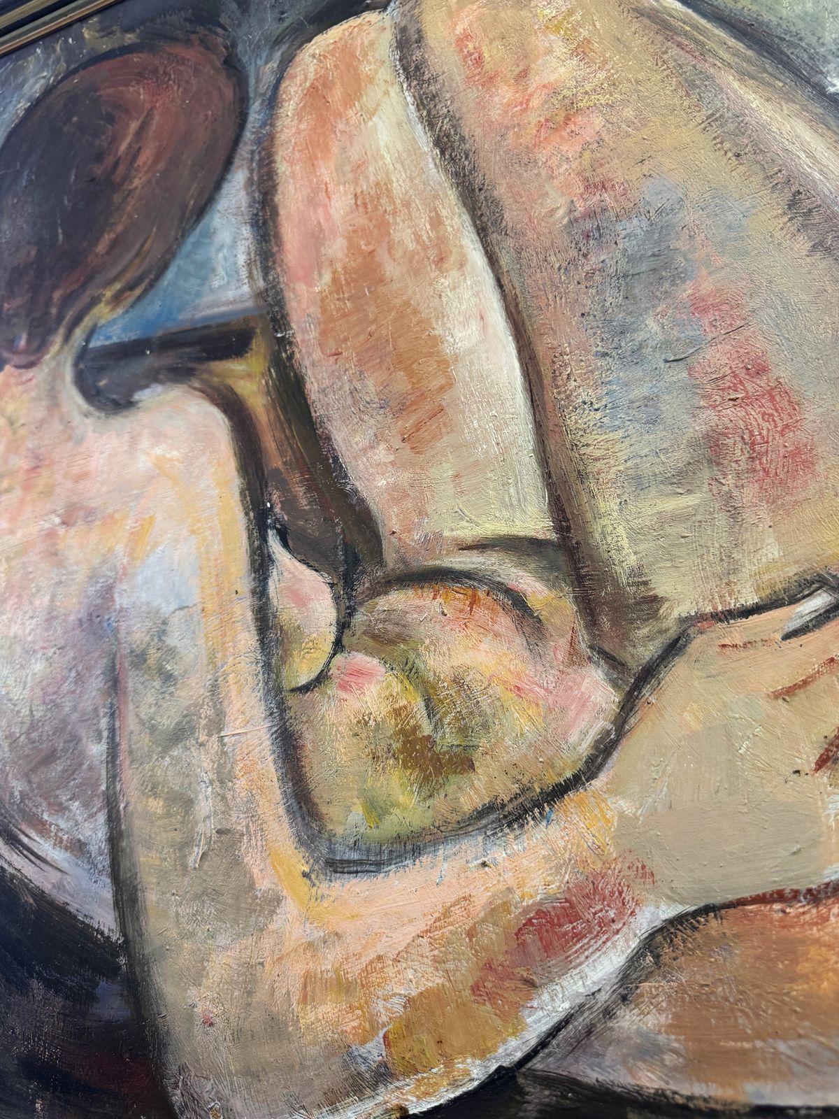 Large Mid Century Reclining Female Nude Oil Painting By Gwyn Rees photo for sale