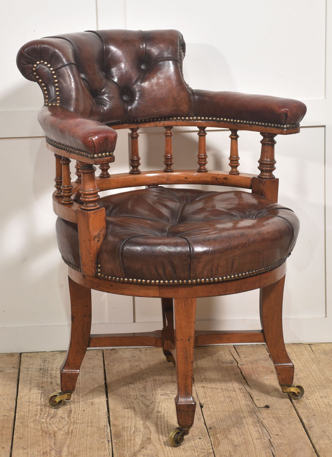 Late 19th Century Walnut Framed Revolving Desk Chair photo furniture