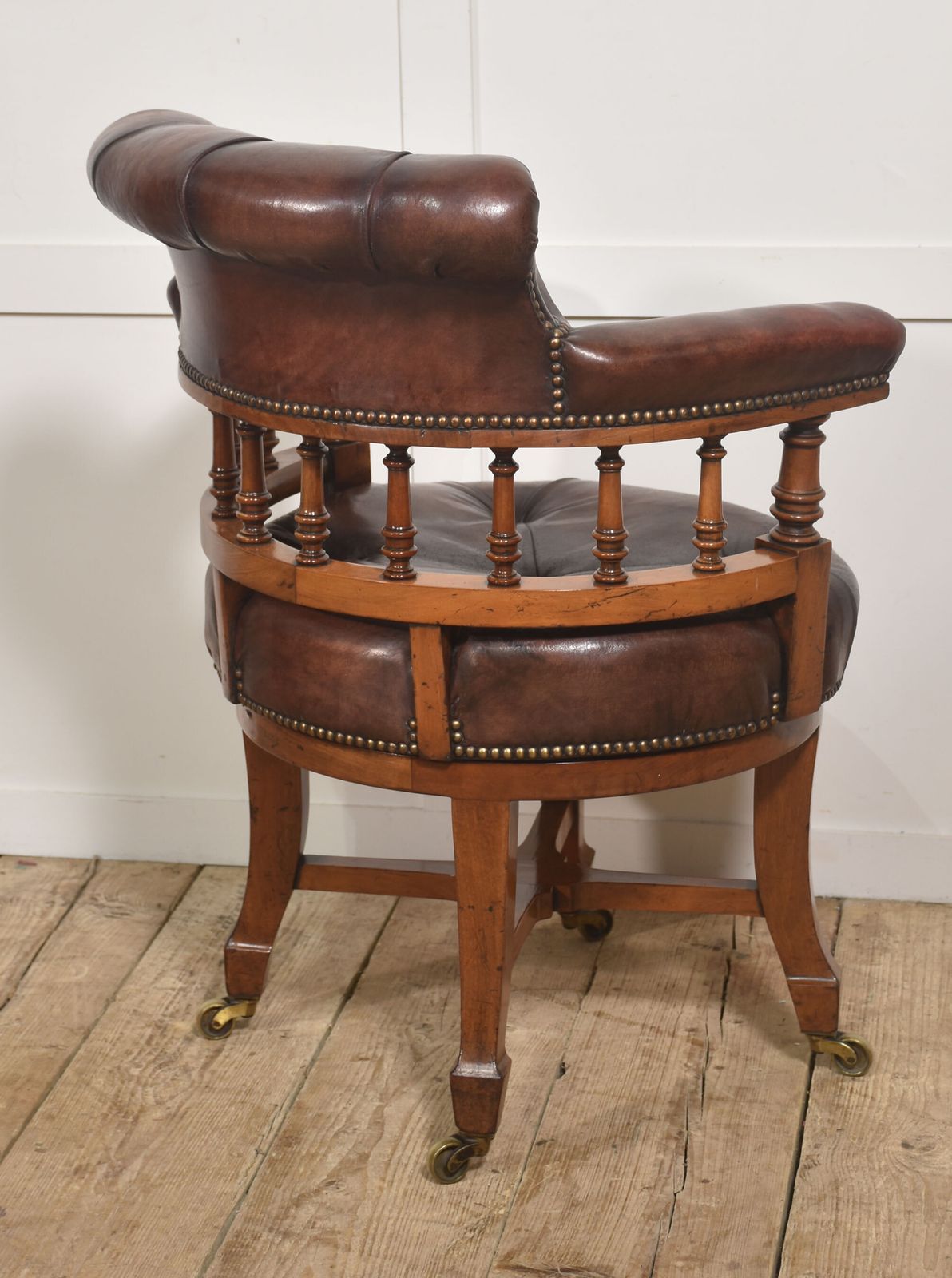 Late 19th Century Walnut Framed Revolving Desk Chair photo for sale