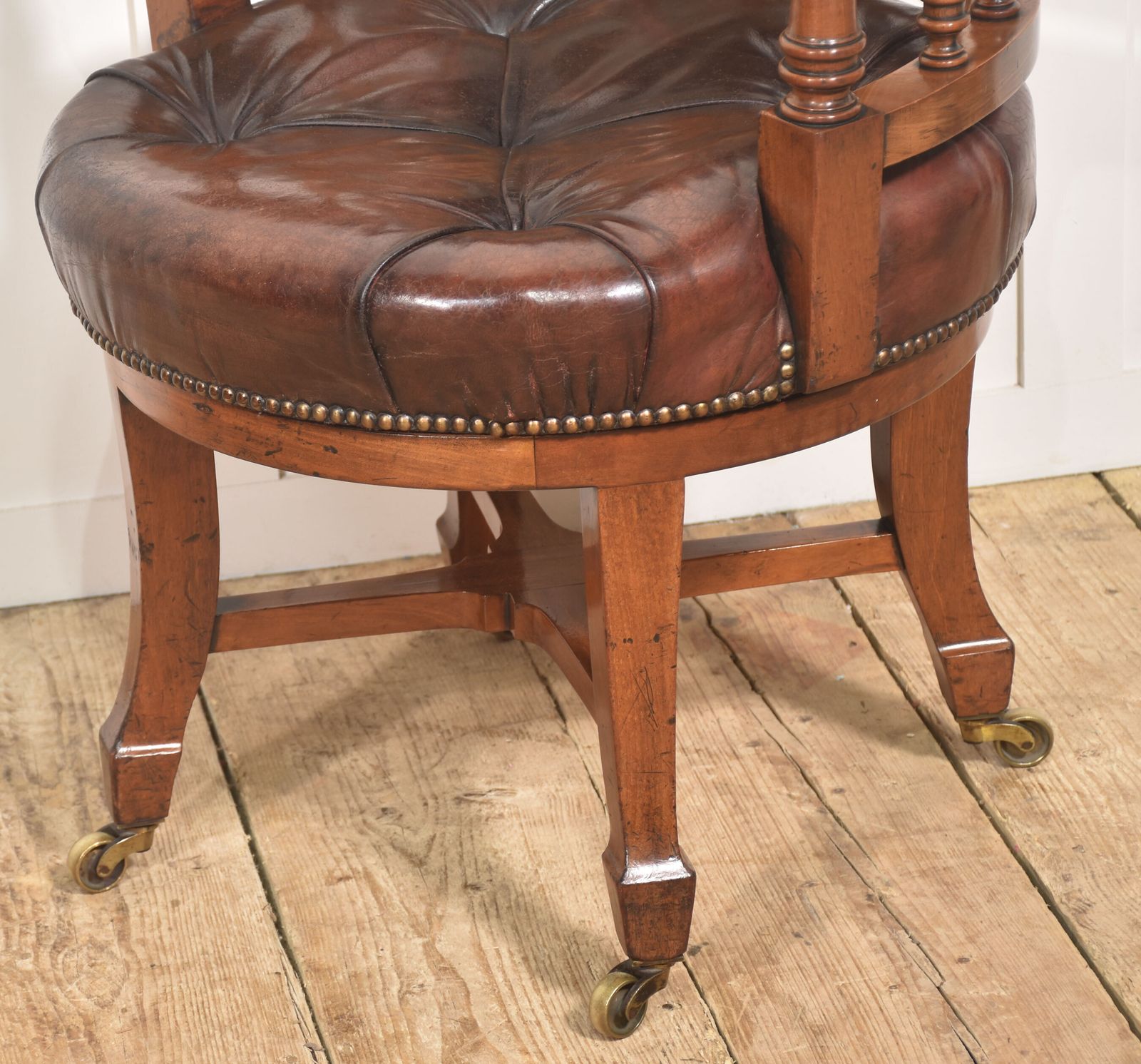 Late 19th Century Walnut Framed Revolving Desk Chair photo 1794.0