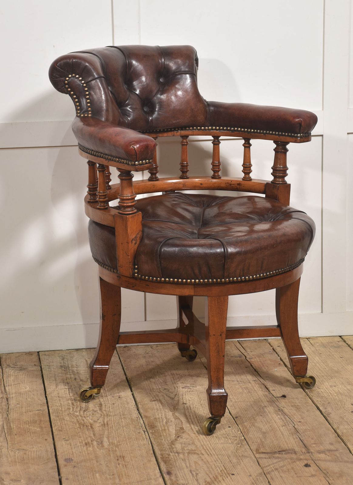 photo for sale Late 19th Century Walnut Framed Revolving Desk Chair